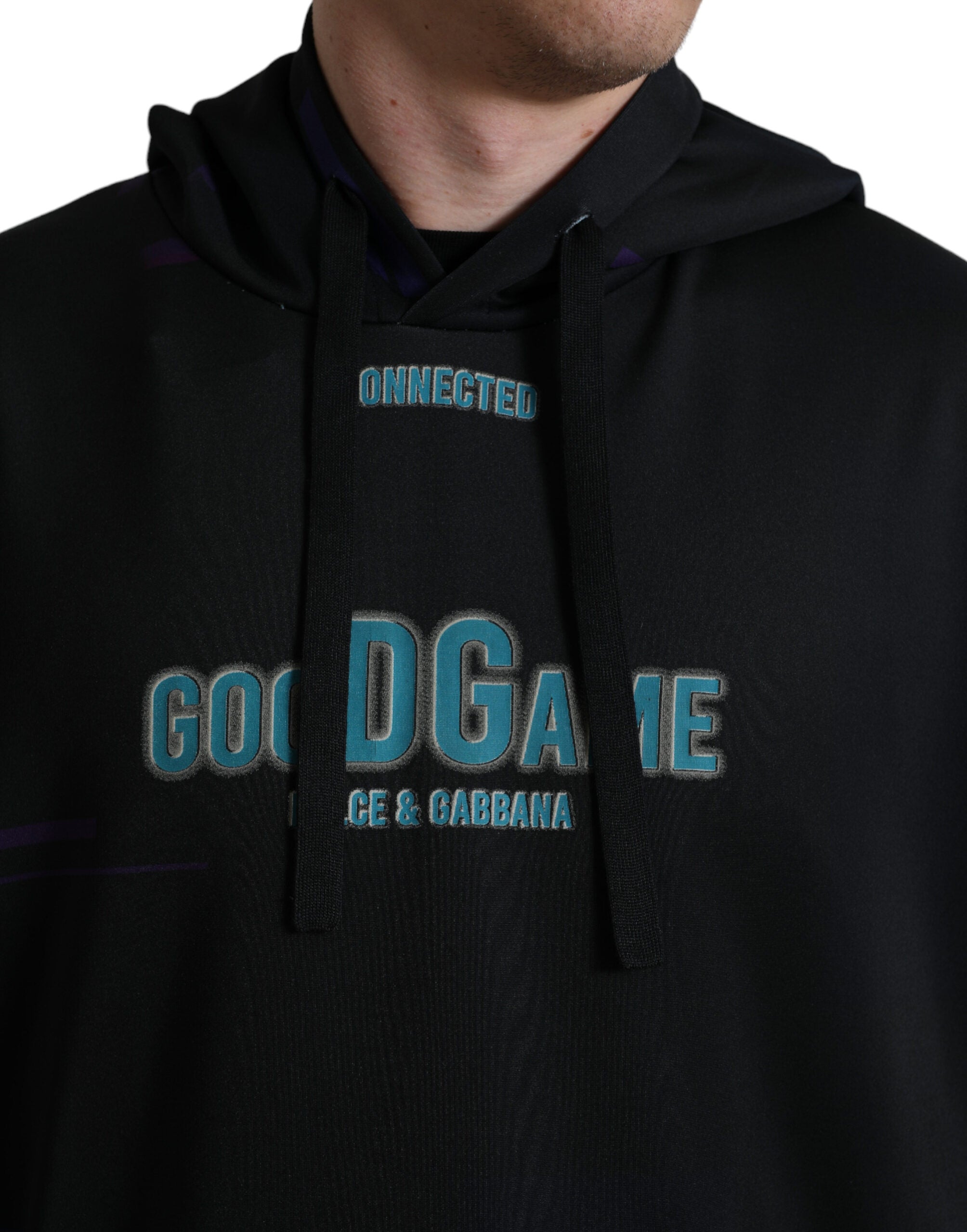 Dolce & Gabbana Schwarzes Logo Print Sweatshirt mit Kapuze Pullover