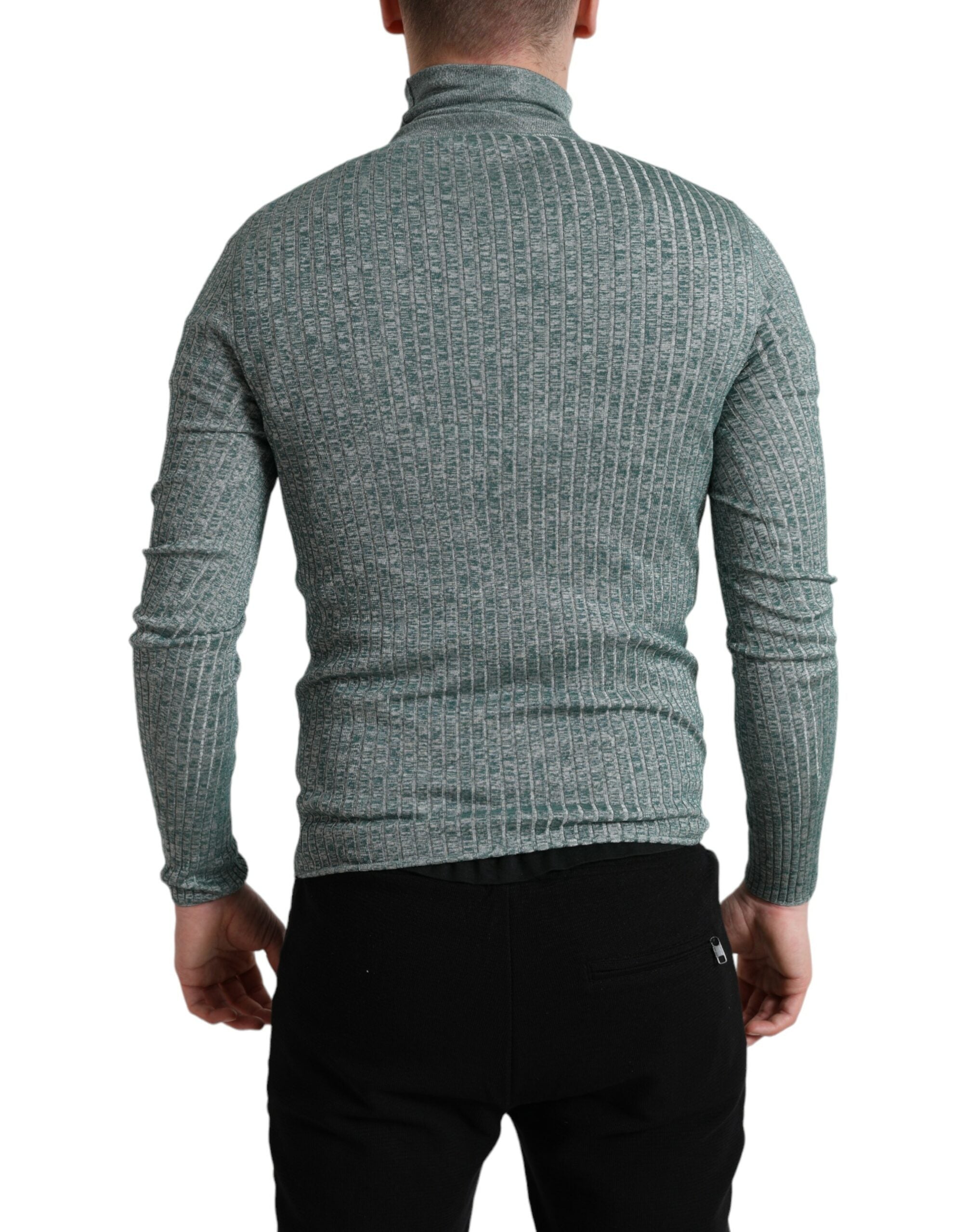 Dolce & Gabbana Grüner Polyester-Rollkragenpullover
