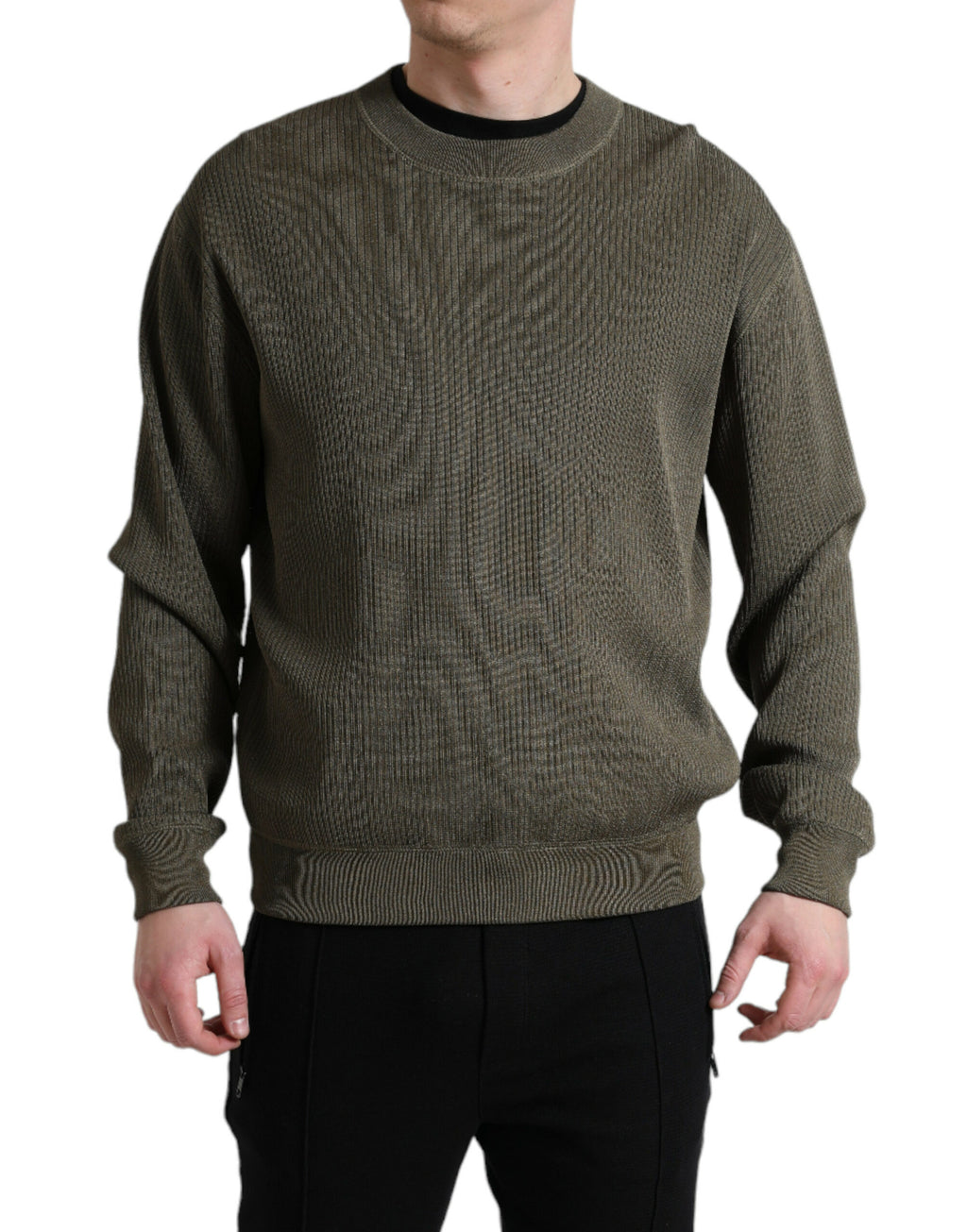 Dolce & Gabbana Grüner Viskose Rundhalsausschnitt Herren Pullover