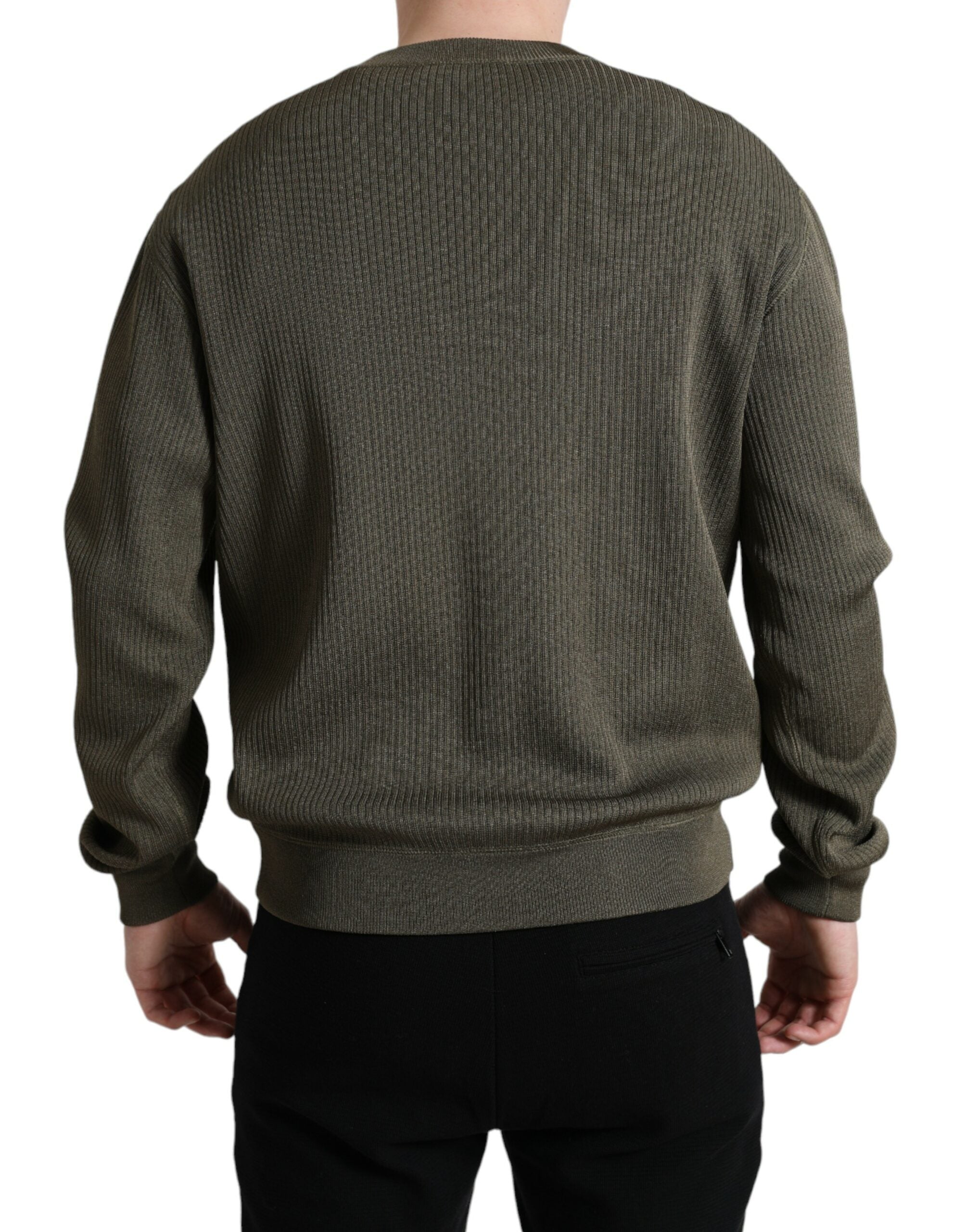 Dolce & Gabbana Grüner Viskose Rundhalsausschnitt Herren Pullover