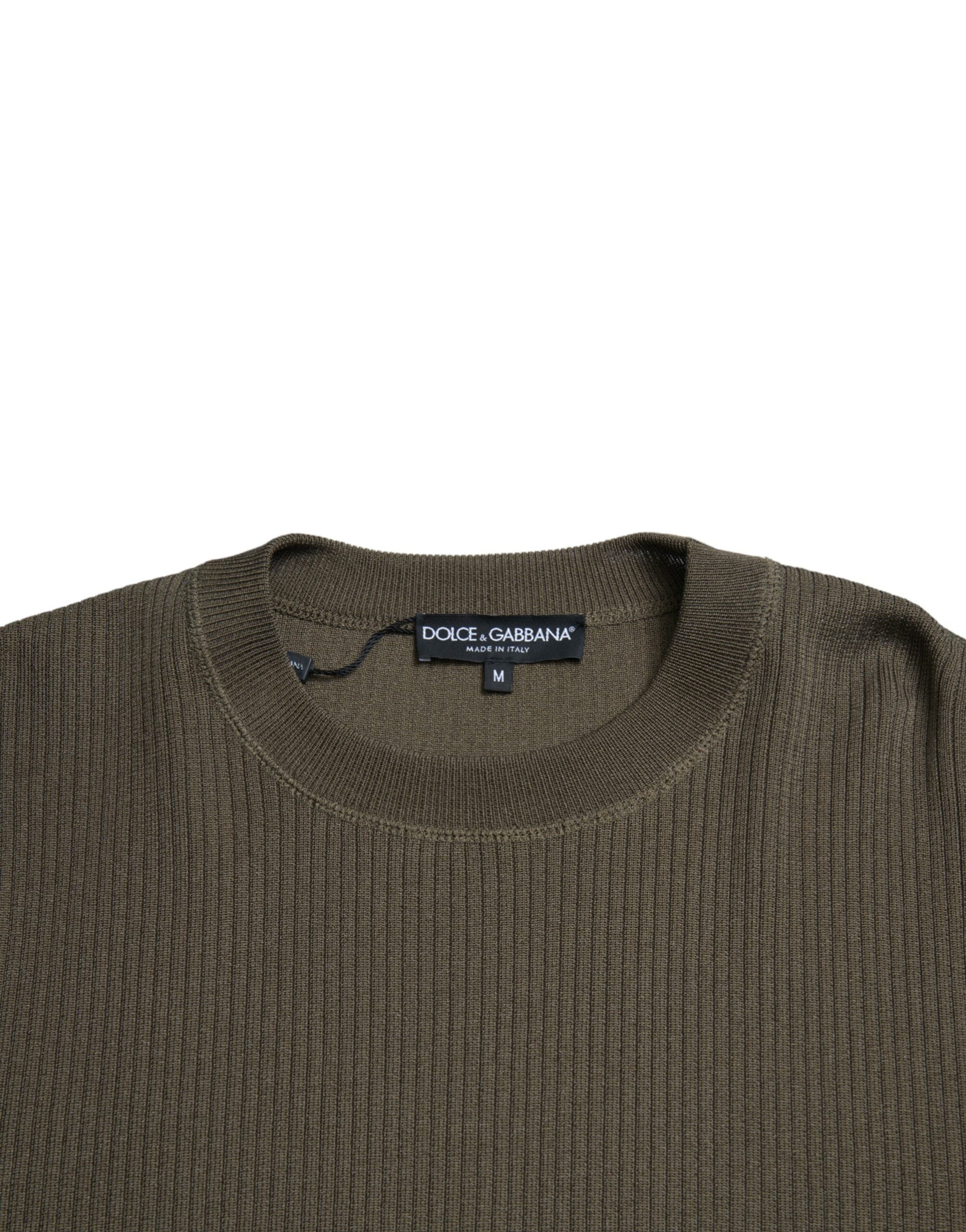Dolce & Gabbana Grüner Viskose Rundhalsausschnitt Herren Pullover