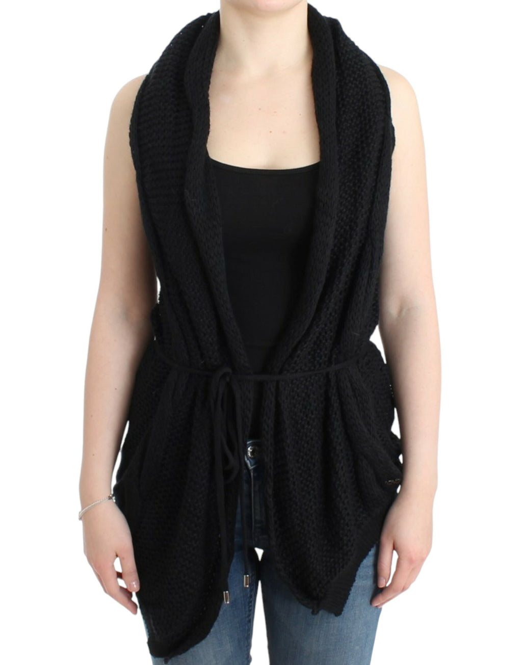 Costume National Schwarzer ärmelloser Strickcardigan