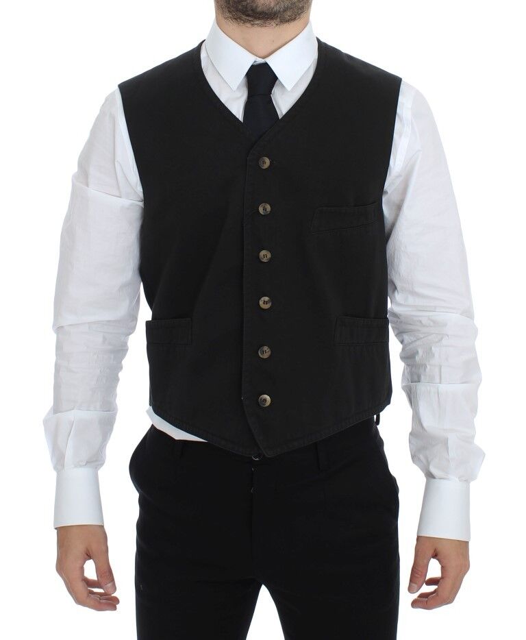 Dolce & Gabbana Schwarzes Baumwollmischung Kleid Weste Gilet