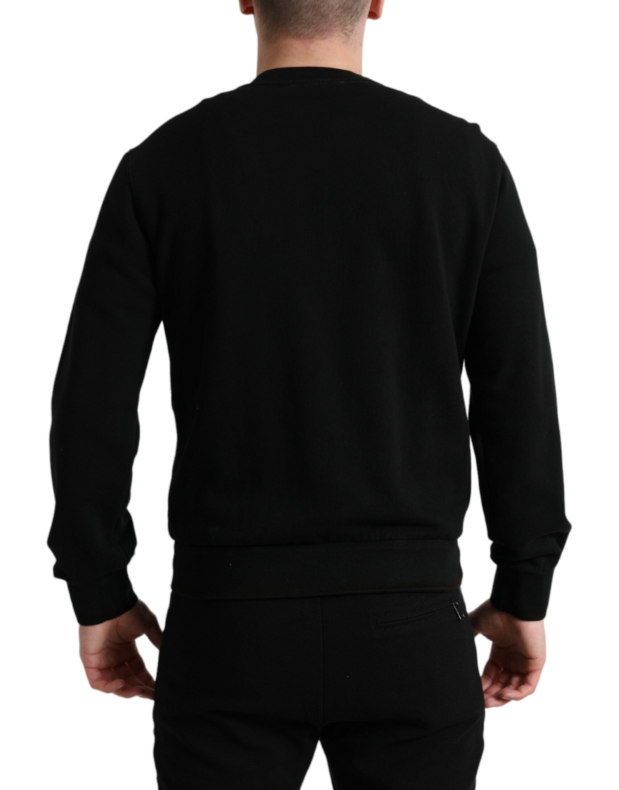 Dolce & Gabbana Schwarzer Baumwolle Rundhalsausschnitt Männer Pullover
