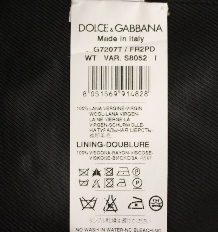 Dolce & Gabbana Grau Gestreifte Einreihige Weste Aus Wolle