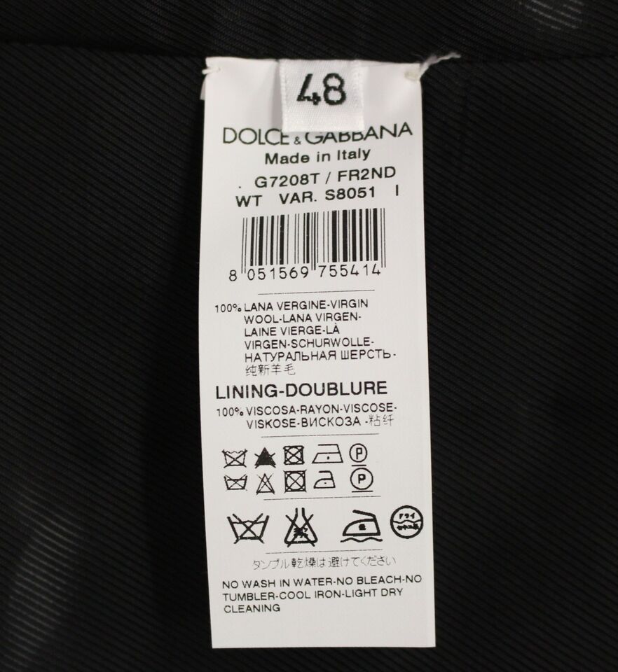 Dolce & Gabbana Schwarze gestreifte Weste aus Wolle mit einer Knopfleiste