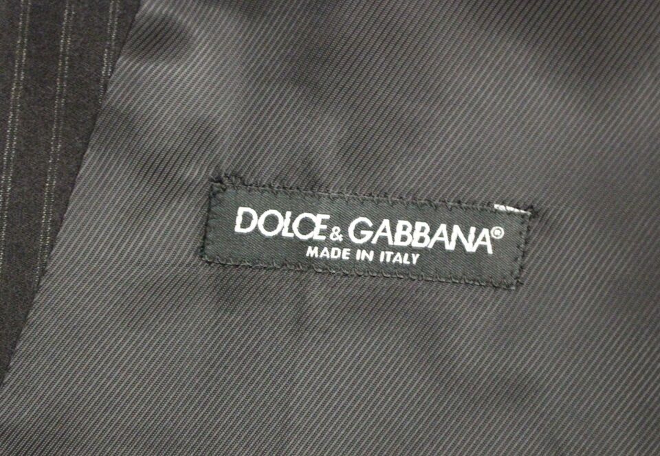 Dolce & Gabbana Schwarze gestreifte Weste aus Wolle mit einer Knopfleiste