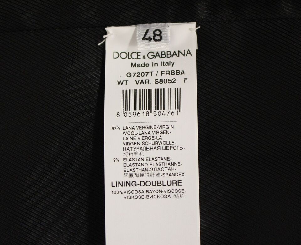 Dolce & Gabbana Grau Gestreifte Wollweste mit Logo