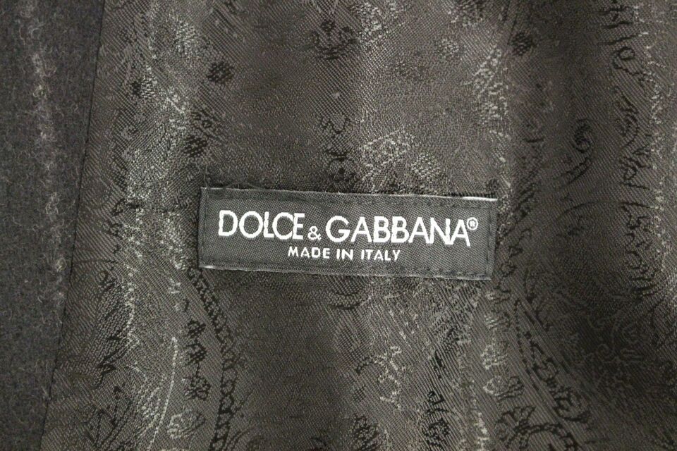 Dolce & Gabbana Schwarze gestreifte Wollweste mit Logo