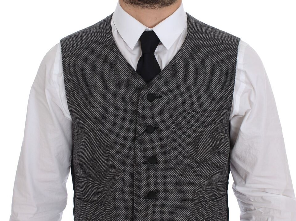 Dolce & Gabbana Grauer Baumwollmischung Logo Weste Gilet