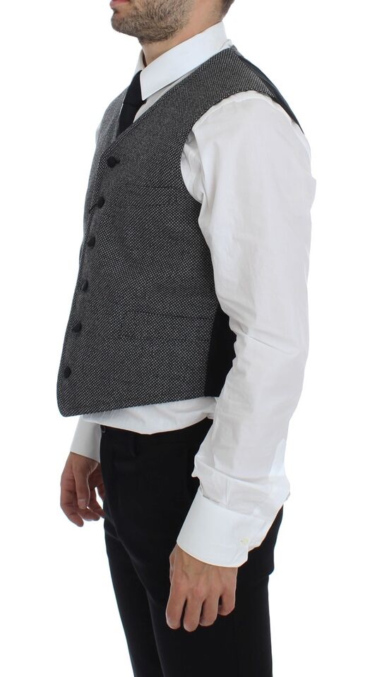 Dolce & Gabbana Grauer Baumwollmischung Logo Weste Gilet
