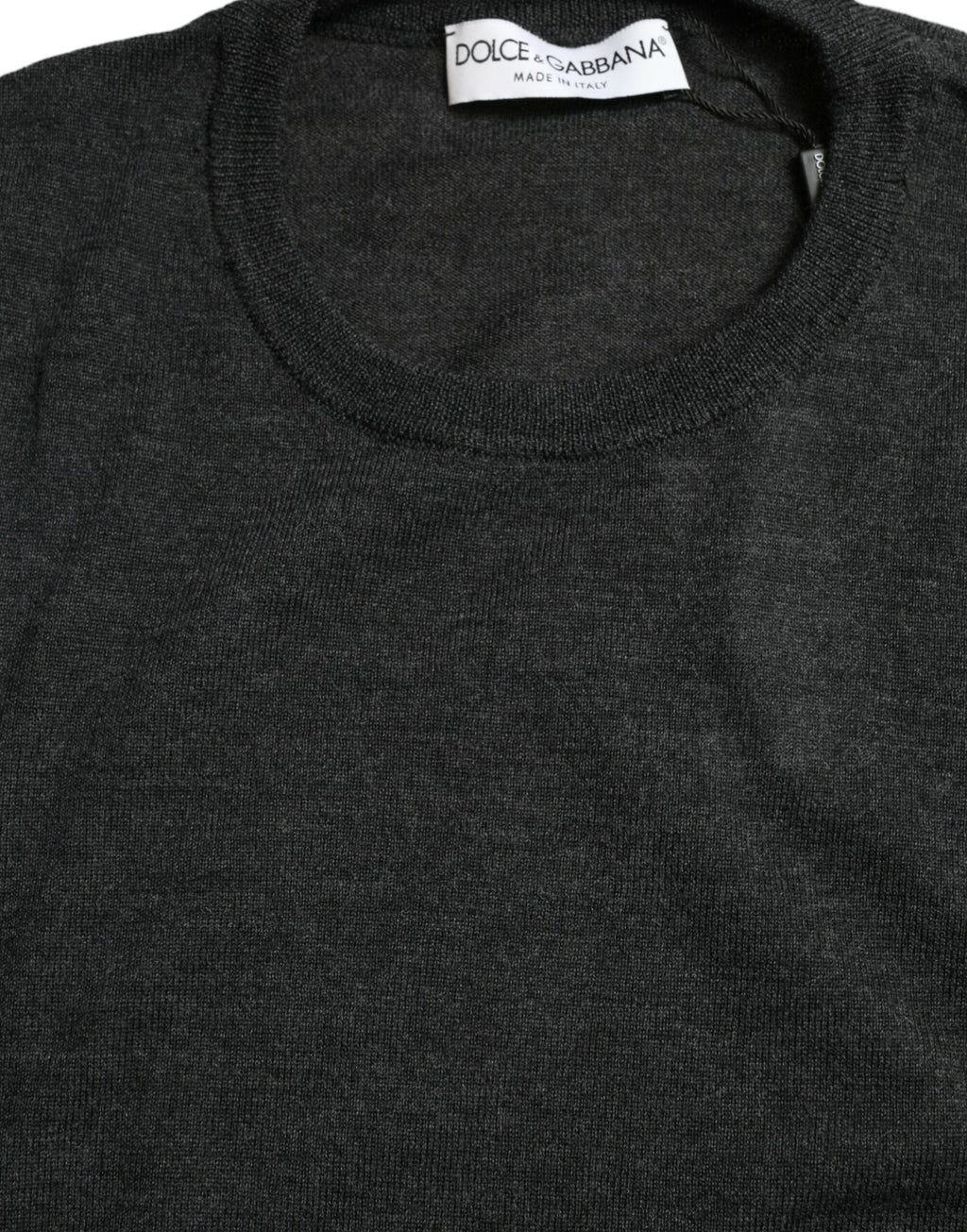 Dolce & Gabbana Grauer Pullover mit Rundhalsausschnitt aus Wolle