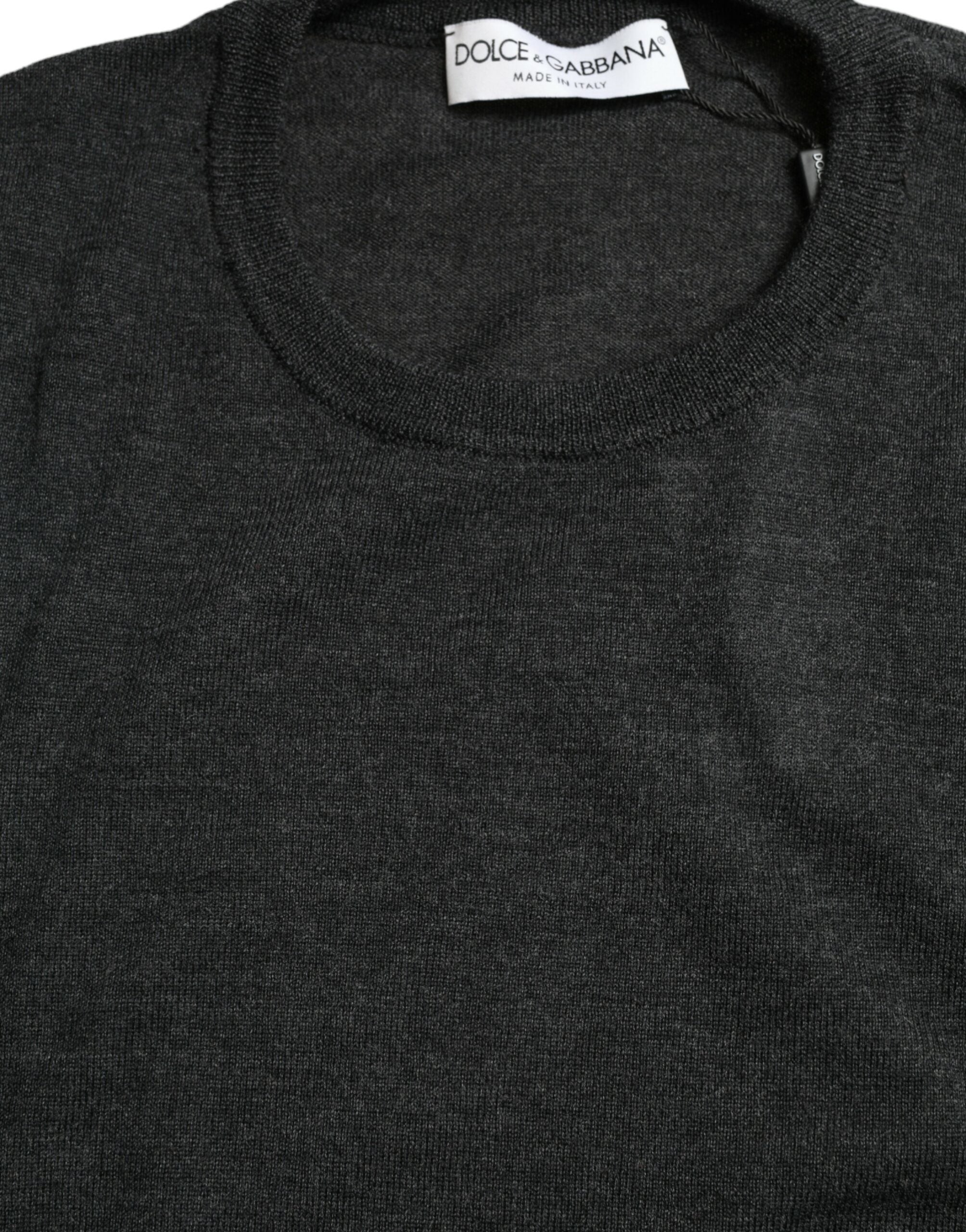 Dolce & Gabbana Grauer Pullover mit Rundhalsausschnitt aus Wolle