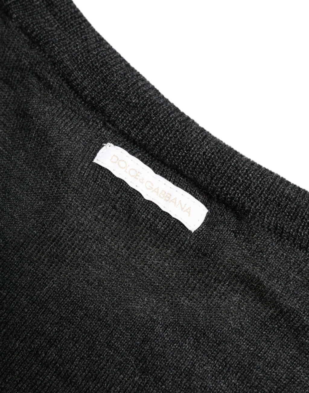 Dolce & Gabbana Grauer Pullover mit Rundhalsausschnitt aus Wolle