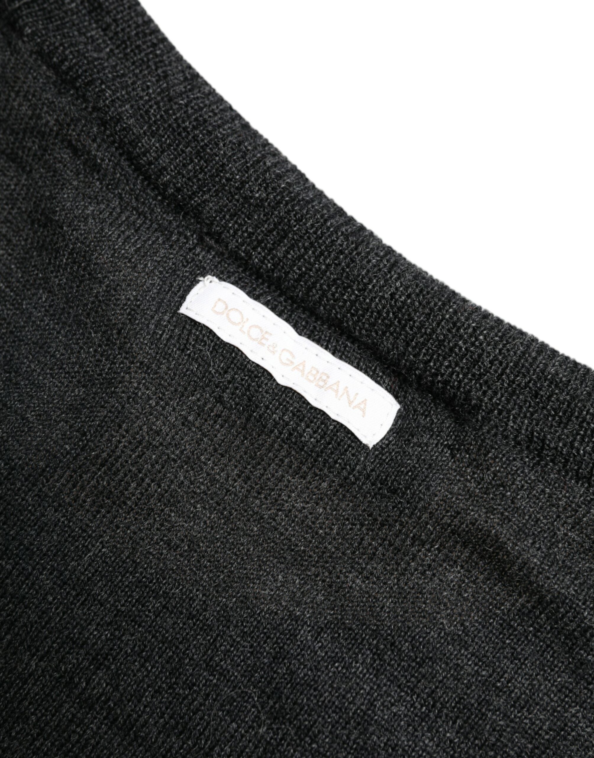 Dolce & Gabbana Grauer Pullover mit Rundhalsausschnitt aus Wolle