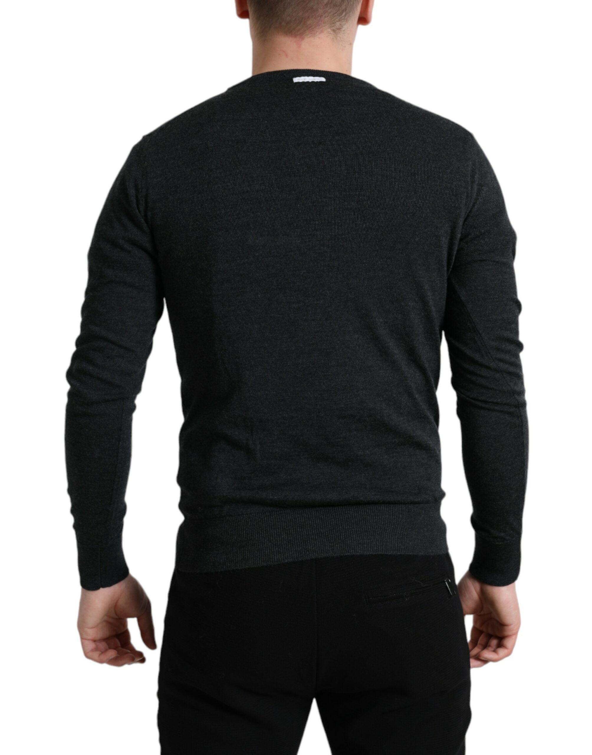Dolce & Gabbana Grauer Pullover mit Rundhalsausschnitt aus Wolle