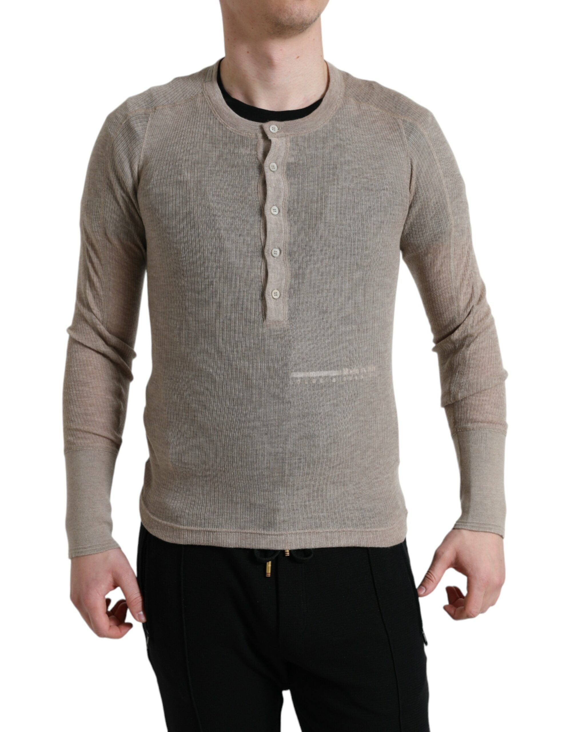 Dolce & Gabbana Henley Pullover Beige Kaschmirpullover