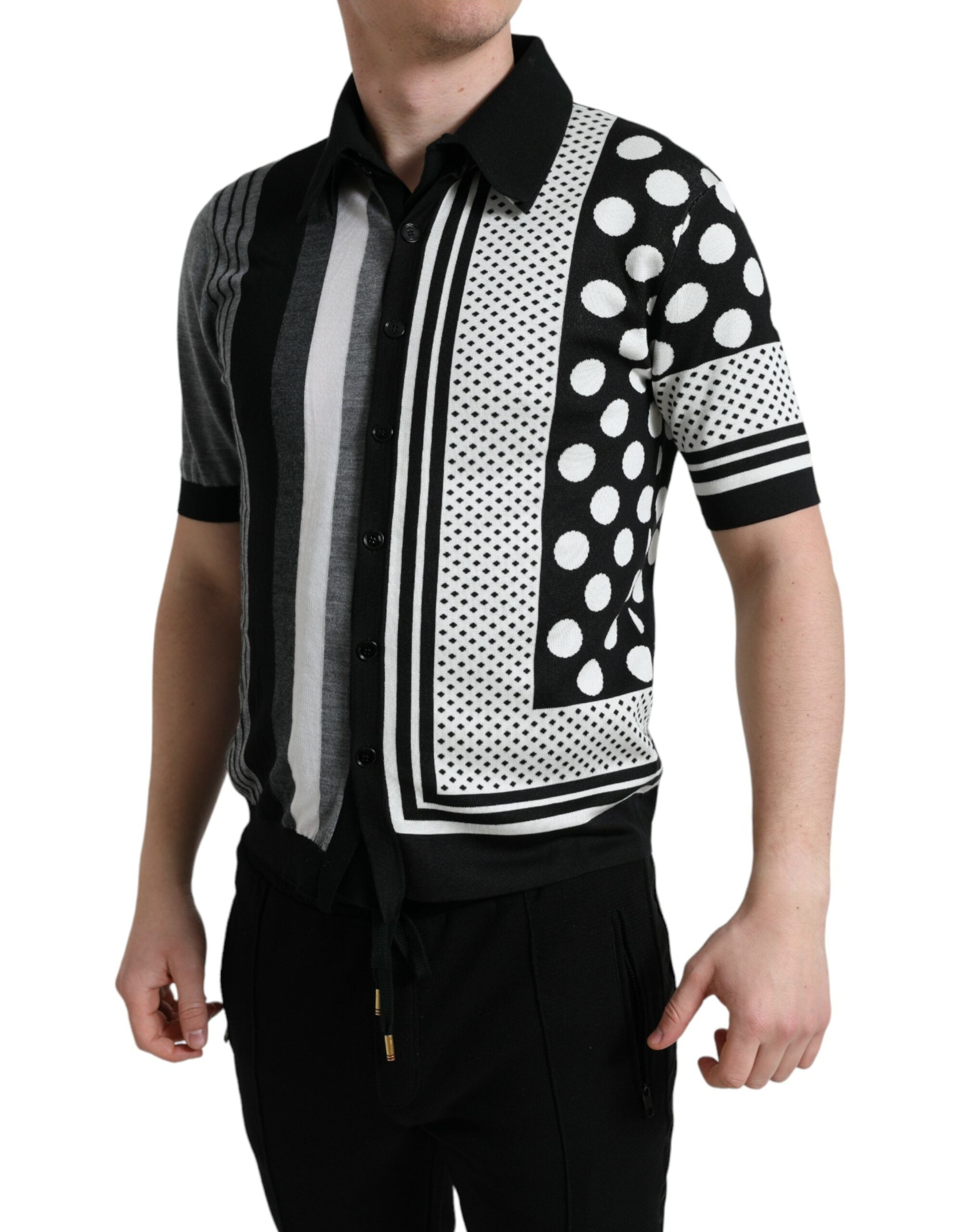 Dolce & Gabbana Schwarz Weiß Pullover Strickjacke Polo Pullover