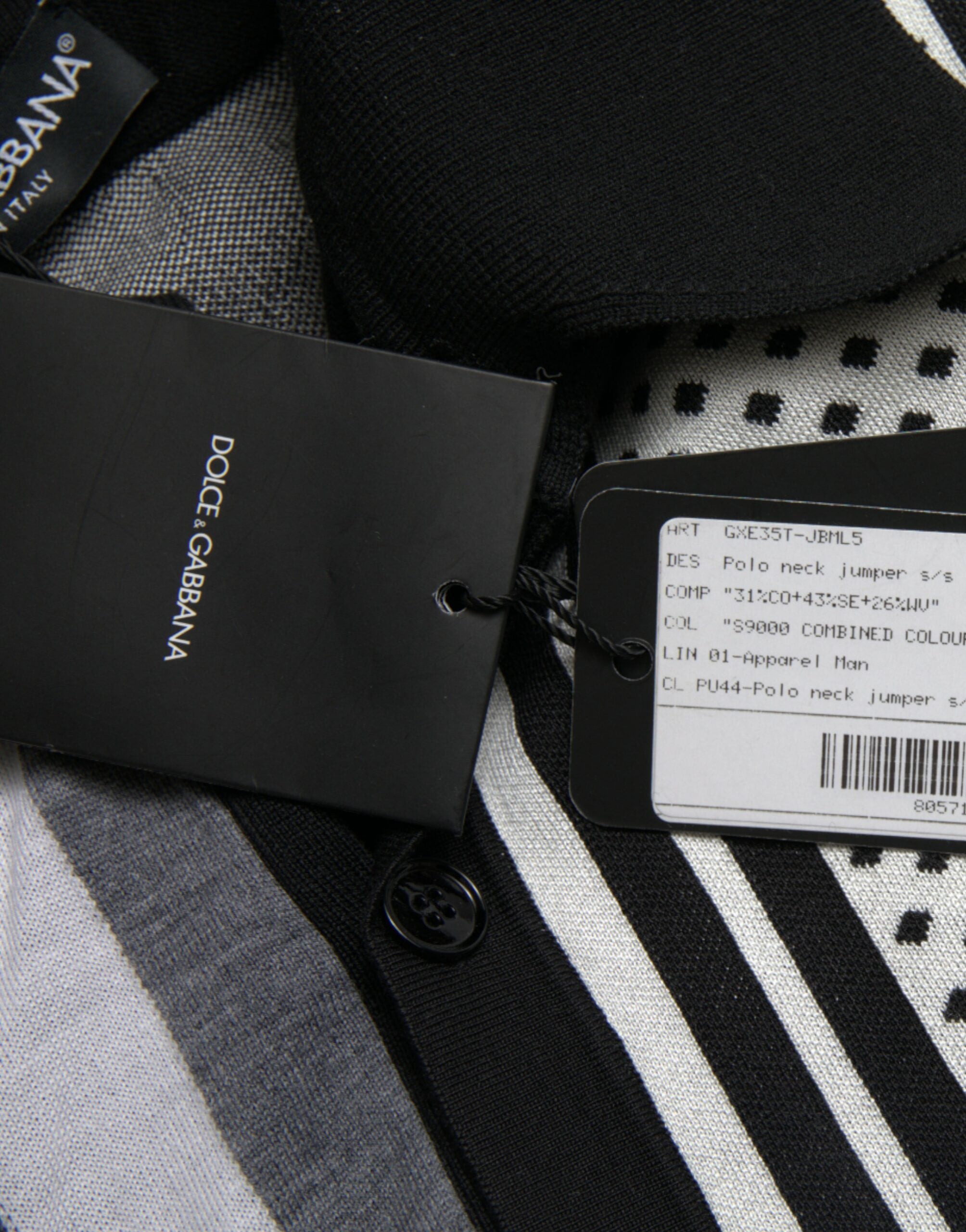 Dolce & Gabbana Schwarz Weiß Pullover Strickjacke Polo Pullover