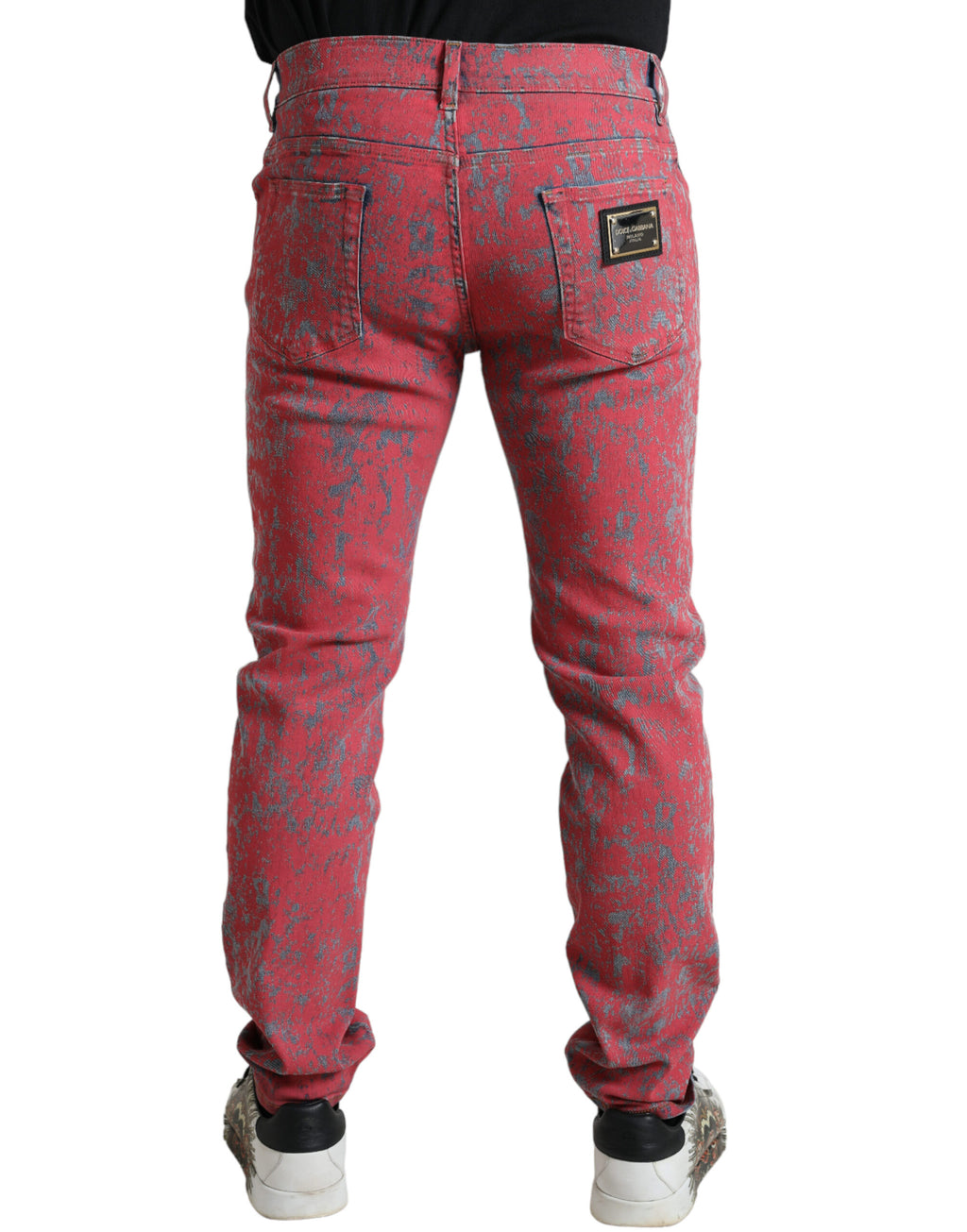 Dolce & Gabbana Rote Baumwollfärbung Slim Fit Herren Denim Jeans