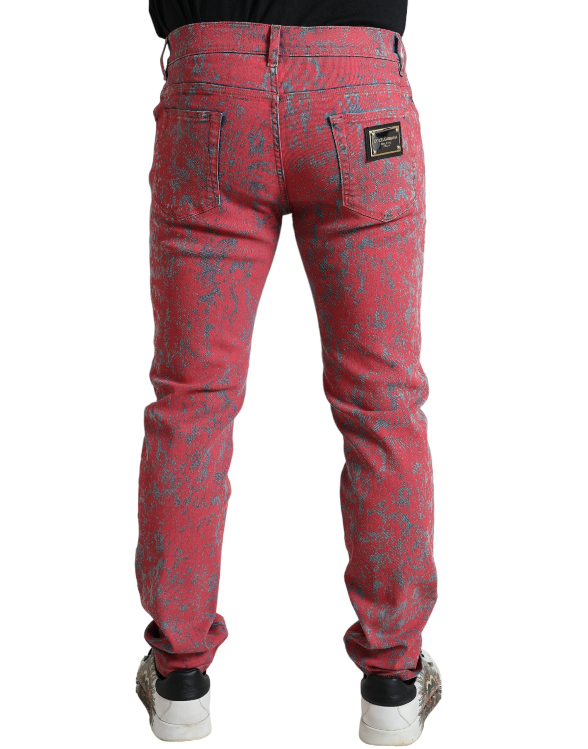 Dolce & Gabbana Rote Baumwollfärbung Slim Fit Herren Denim Jeans