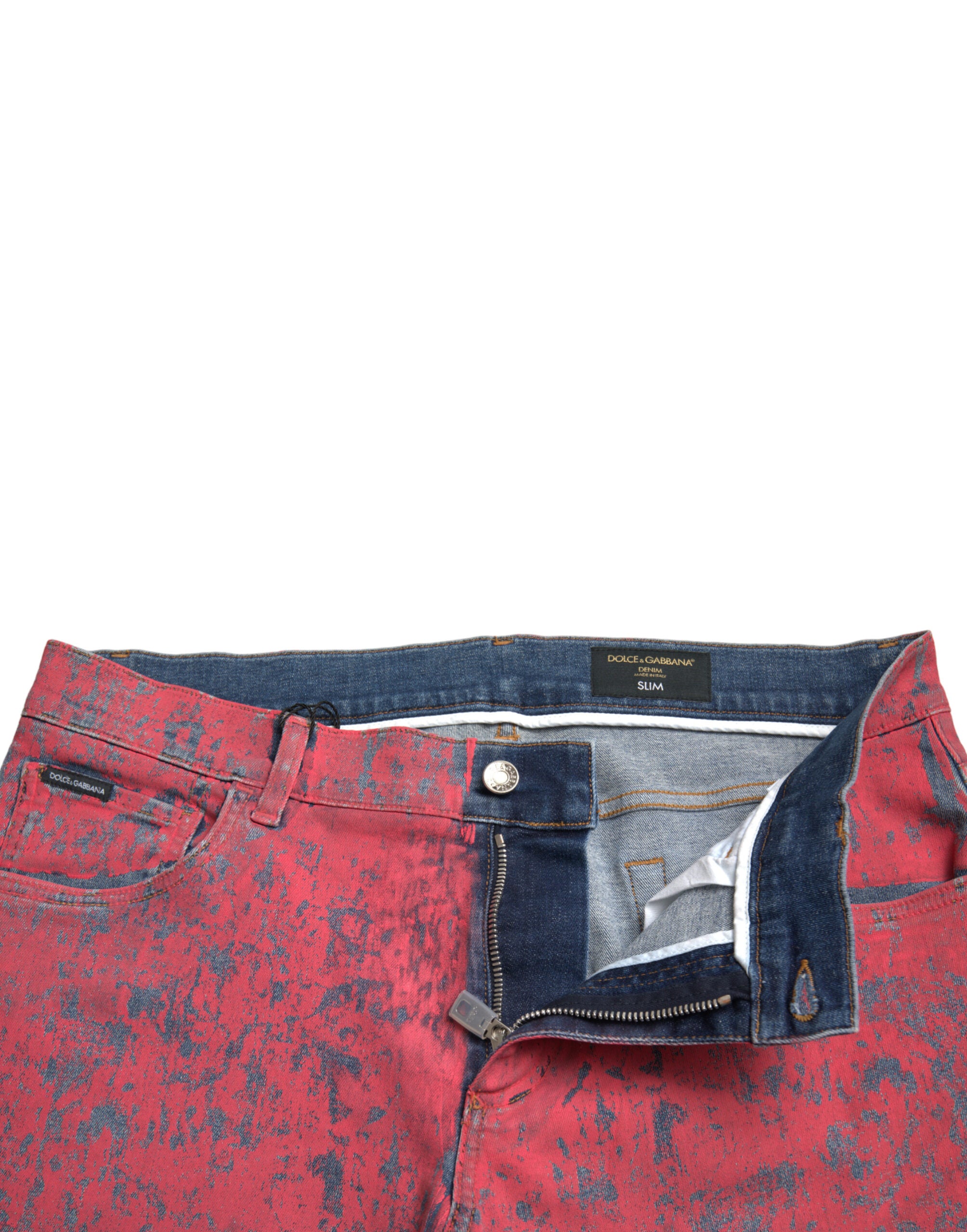 Dolce & Gabbana Rote Baumwollfärbung Slim Fit Herren Denim Jeans