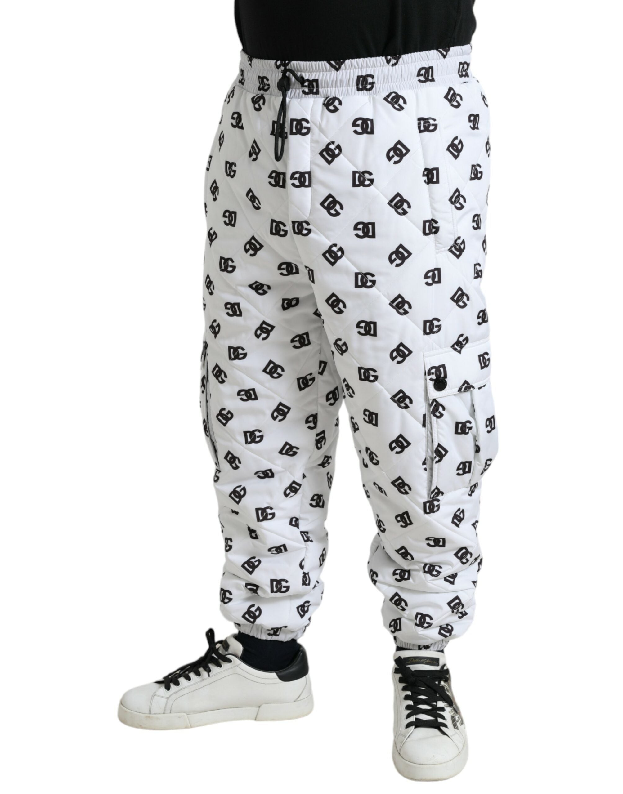 Dolce & Gabbana Weiße Logo DG Print Herren Jogger Sweatpants Hosen