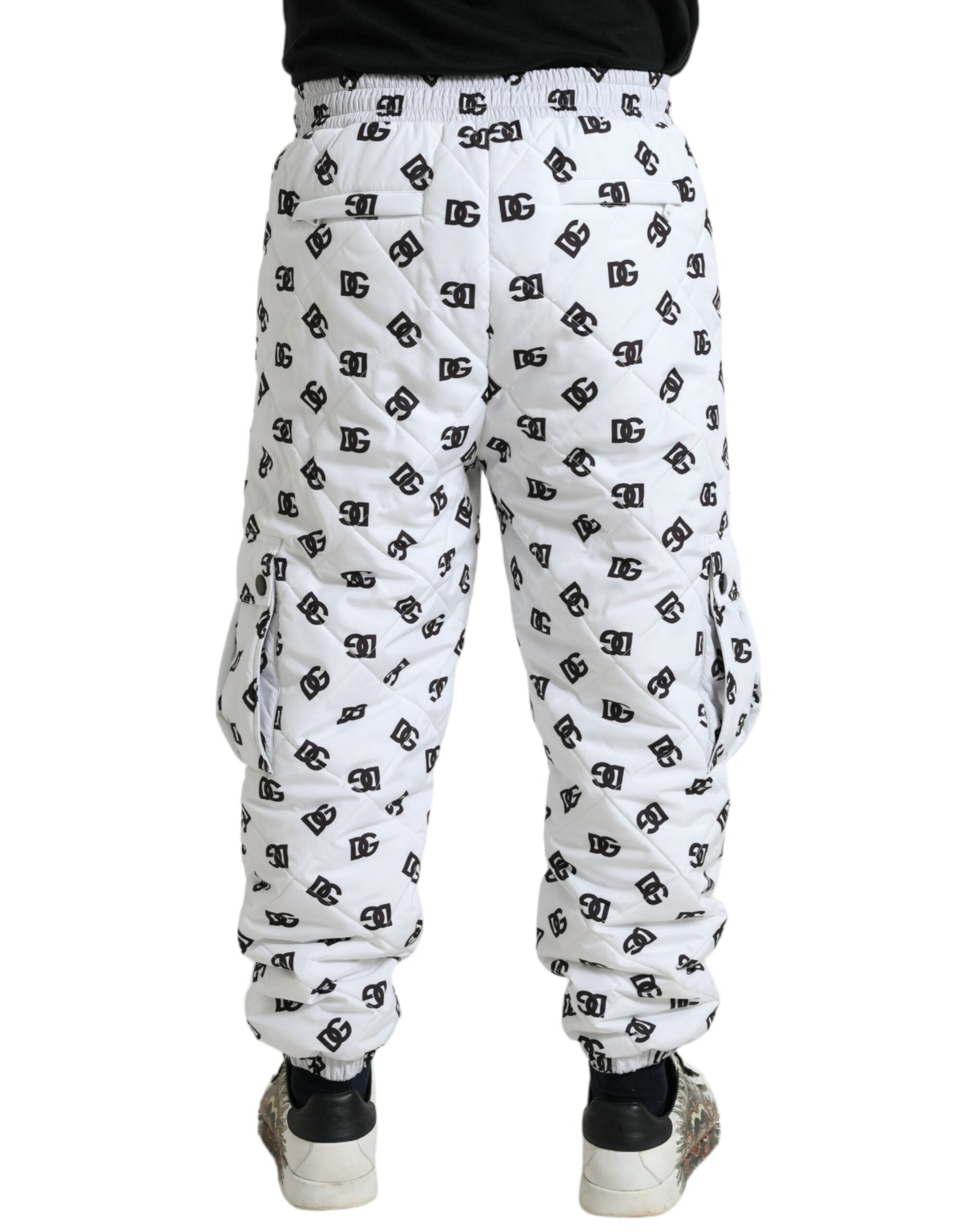 Dolce & Gabbana Weiße Logo DG Print Herren Jogger Sweatpants Hosen