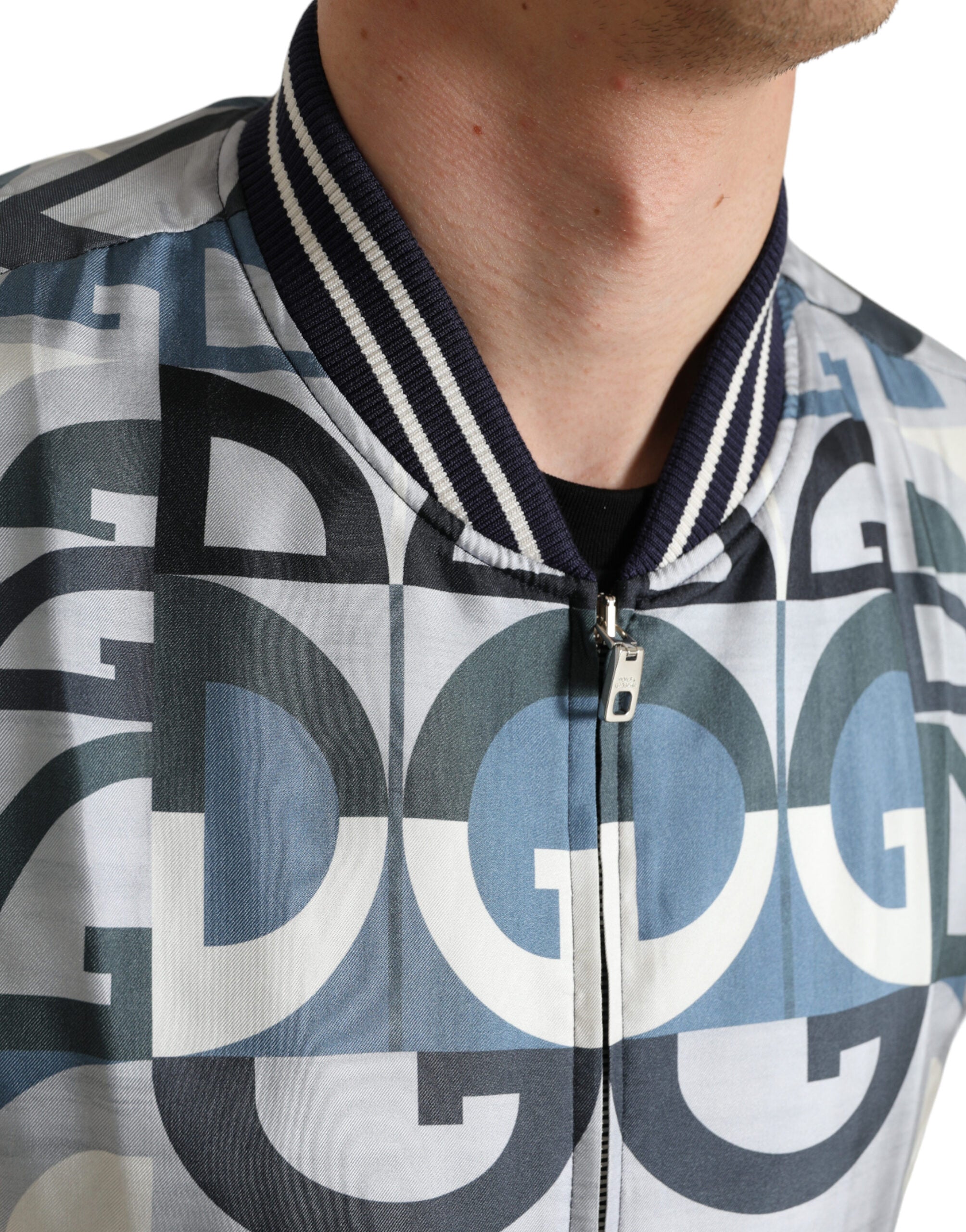 Dolce & Gabbana Mehrfarbige Bomber-Blouson-Jacke mit Logodruck