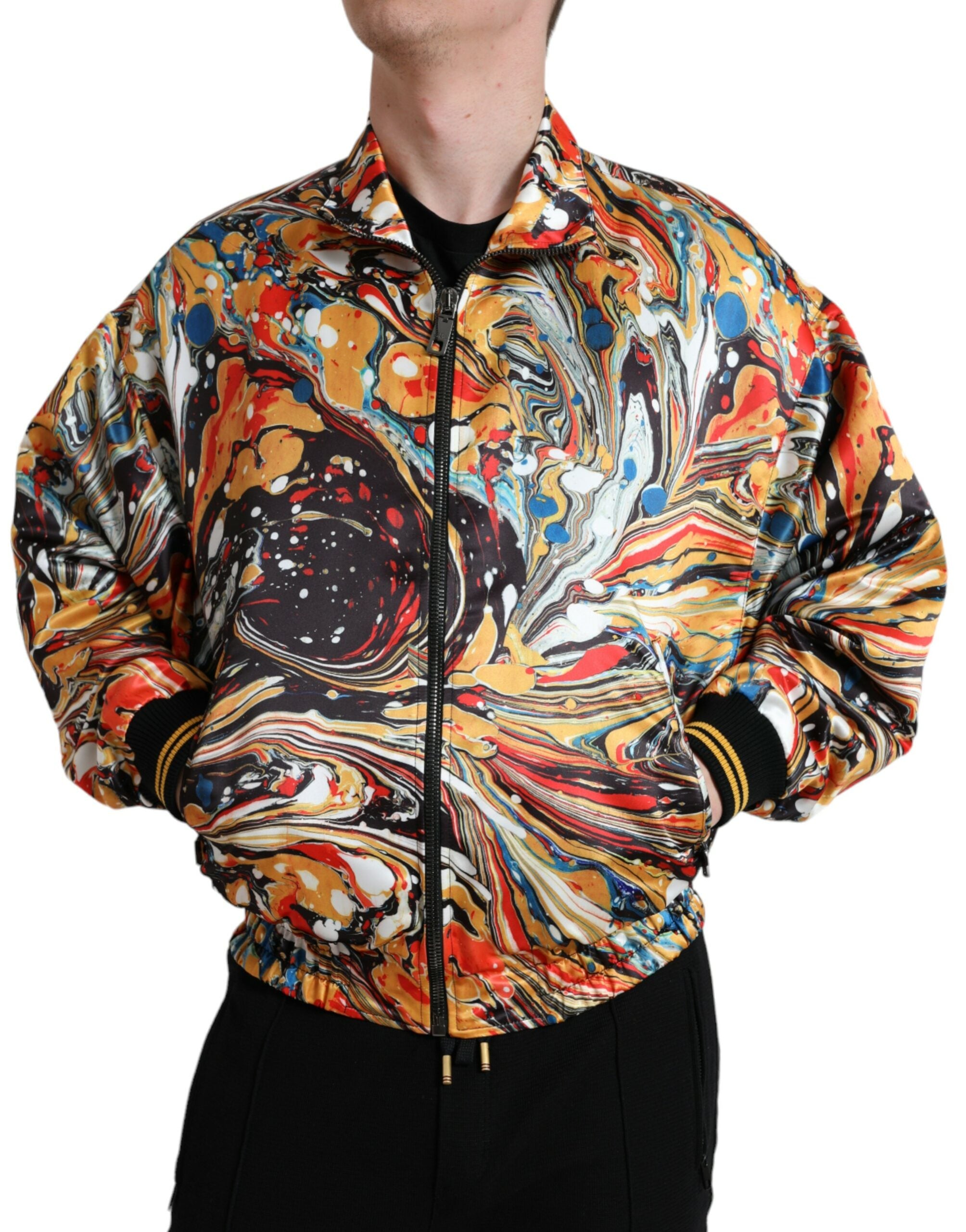 Dolce & Gabbana Mehrfarbige abstrakte Polyester-Bomberjacke