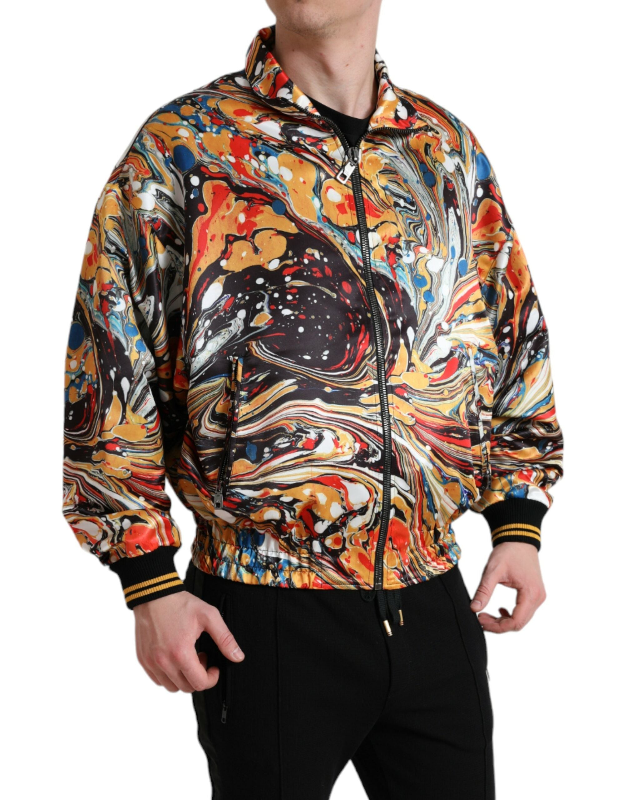 Dolce & Gabbana Mehrfarbige abstrakte Polyester-Bomberjacke