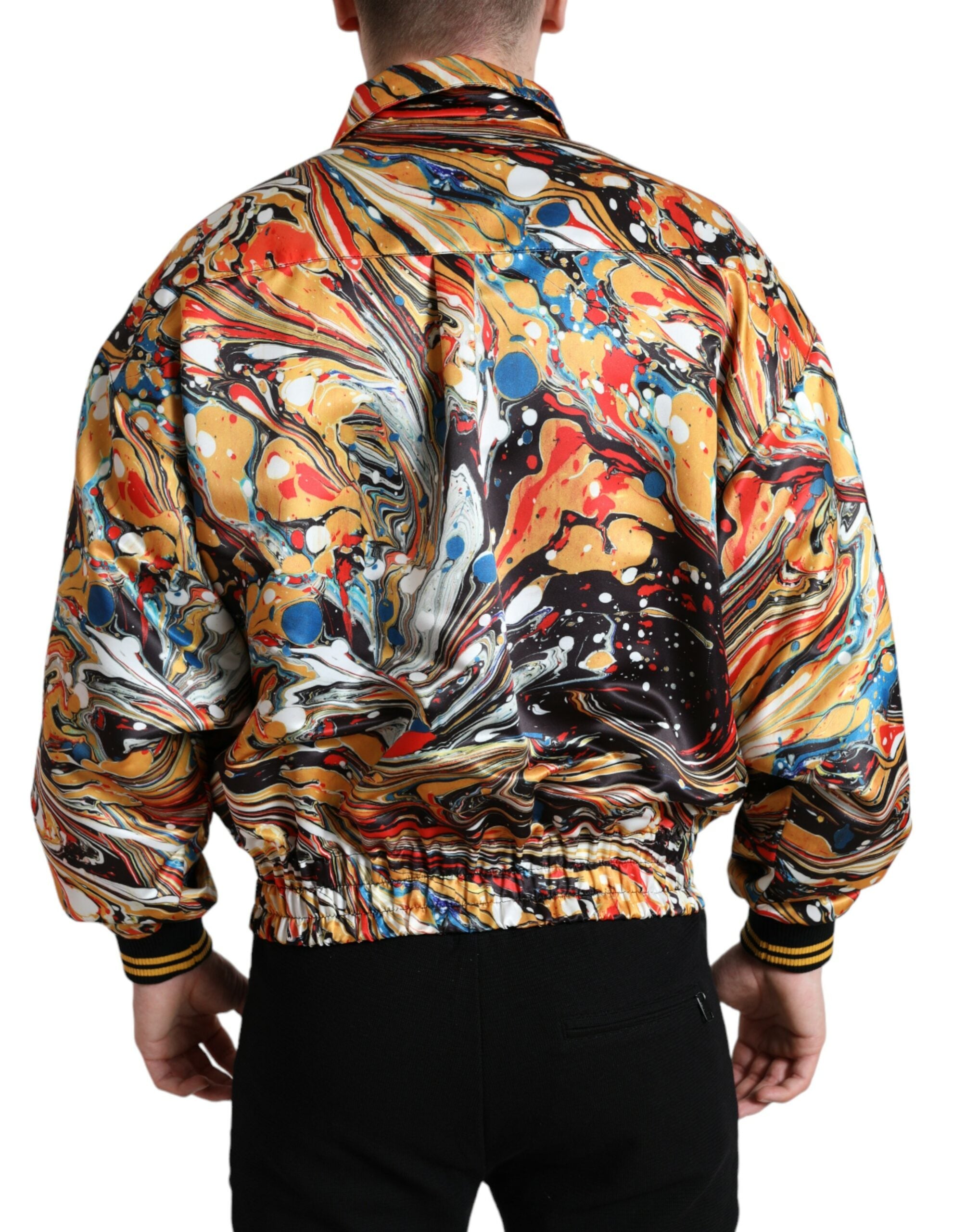 Dolce & Gabbana Mehrfarbige abstrakte Polyester-Bomberjacke