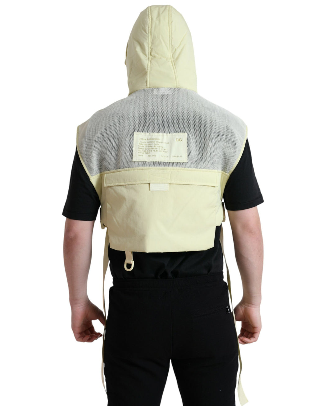Dolce & Gabbana Gelbe Nylonweste mit Kapuze Sportswear Weste Jacke
