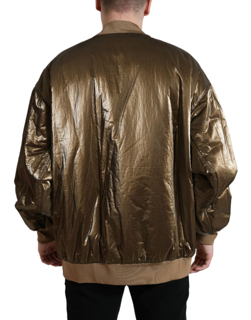 Dolce & Gabbana Bronze Nylon Full Zip Männer Bomberjacke