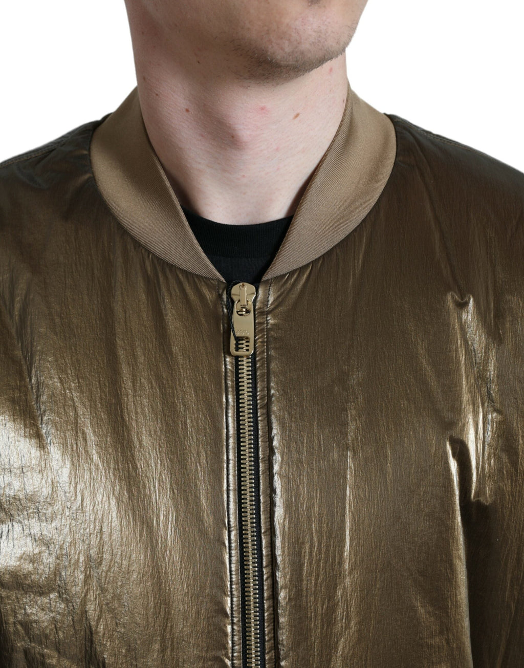 Dolce & Gabbana Bronze Nylon Full Zip Männer Bomberjacke