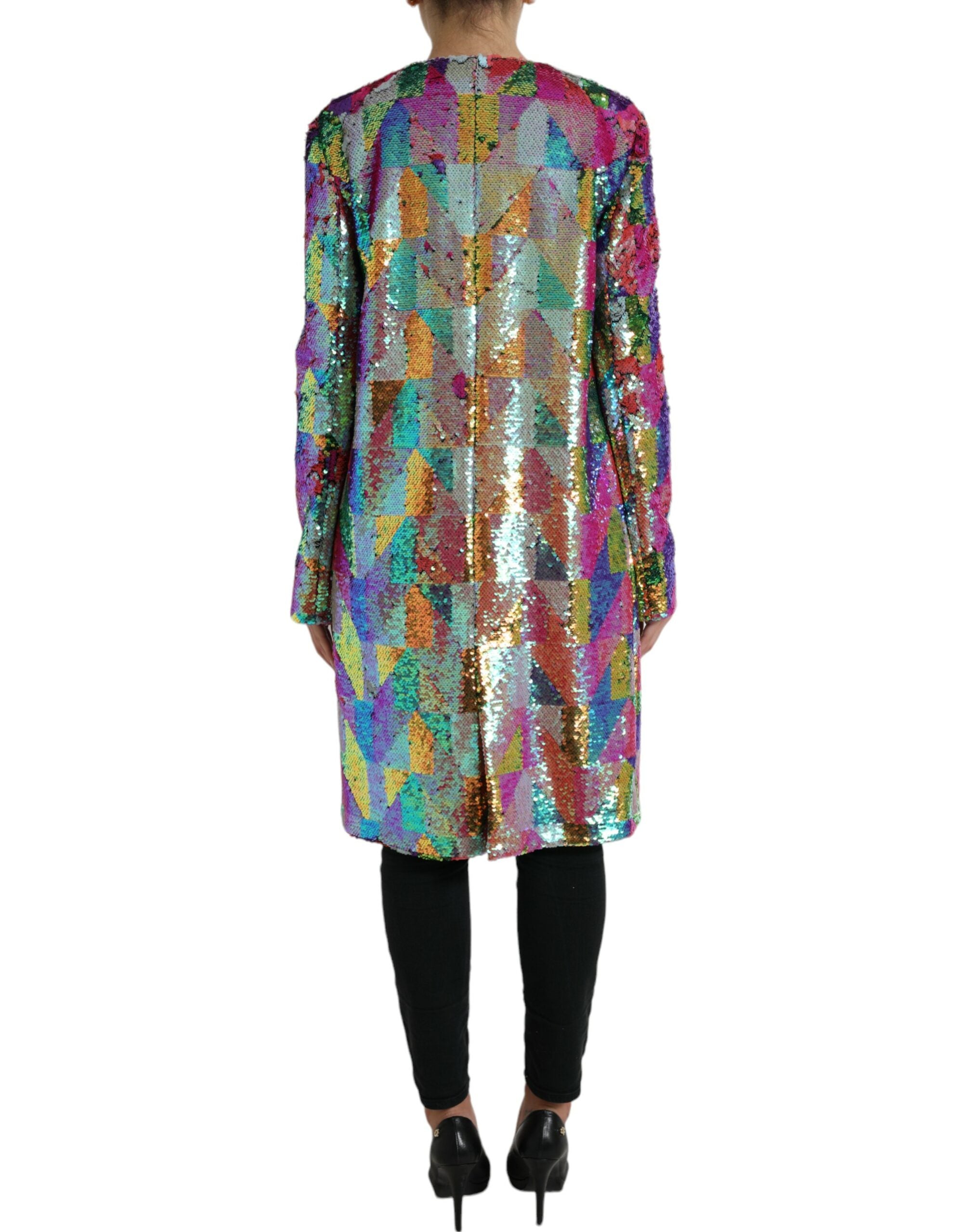 Dolce & Gabbana Multicolor Polyester Paillettenmantel Jacke