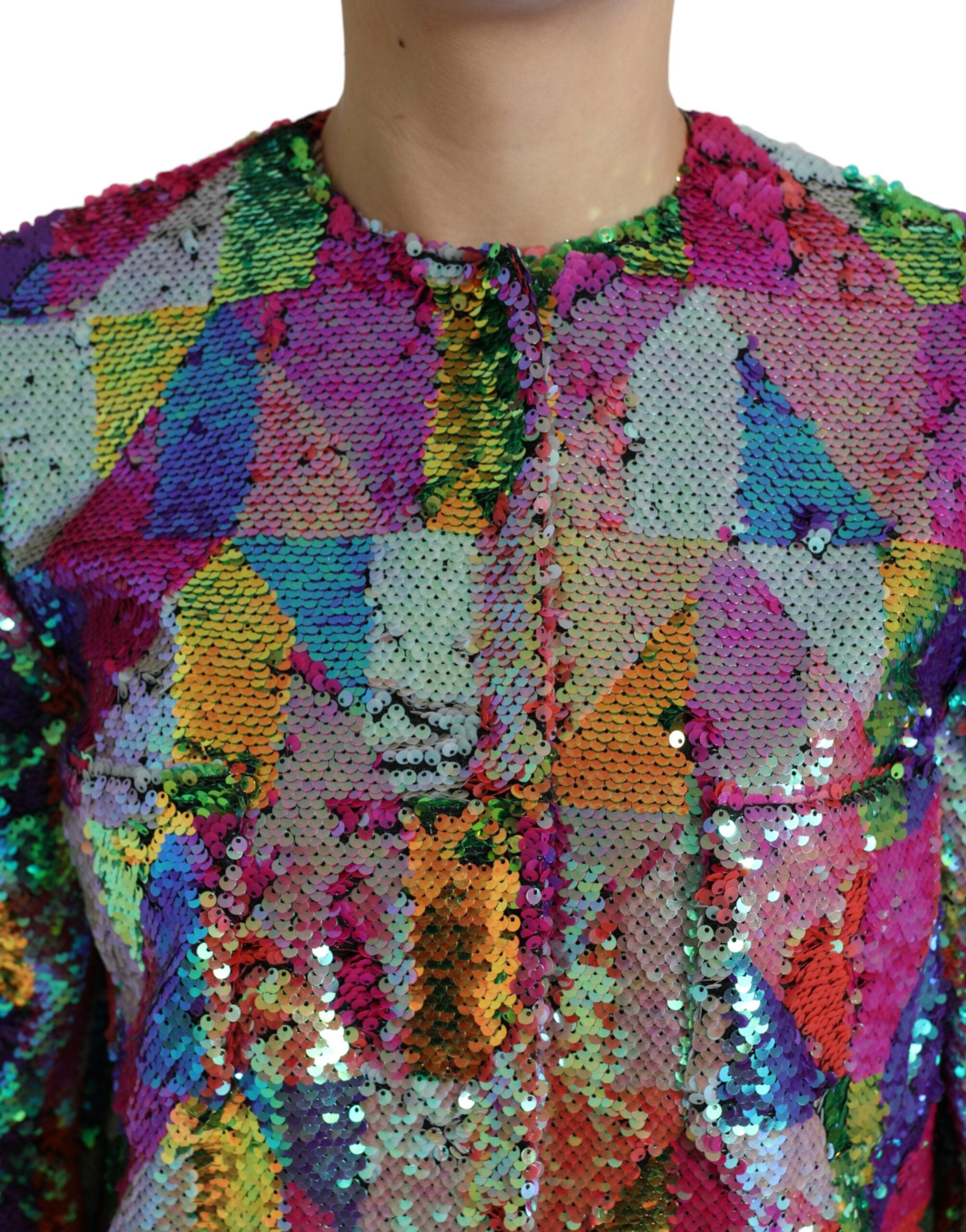 Dolce & Gabbana Multicolor Polyester Paillettenmantel Jacke
