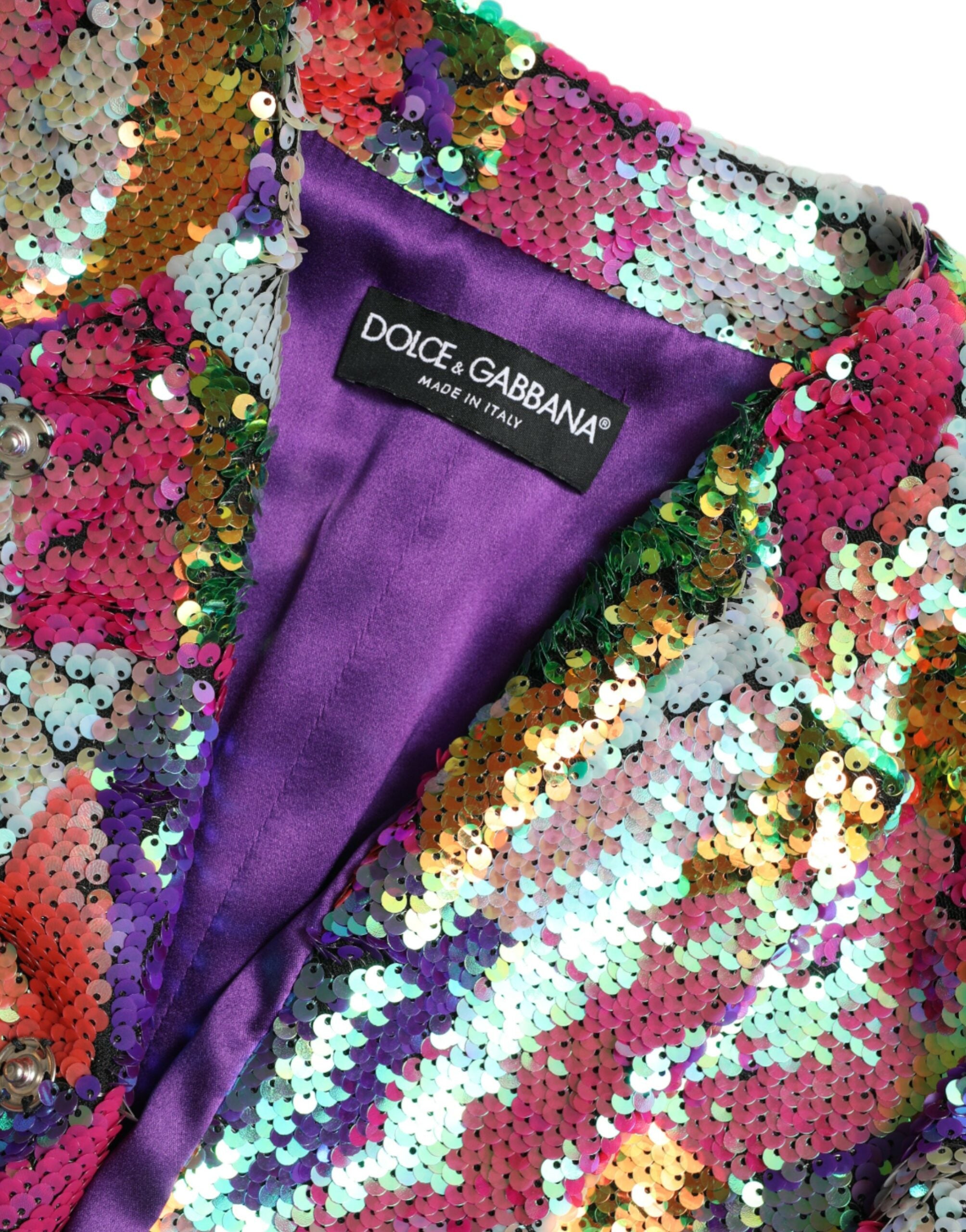 Dolce & Gabbana Multicolor Polyester Paillettenmantel Jacke