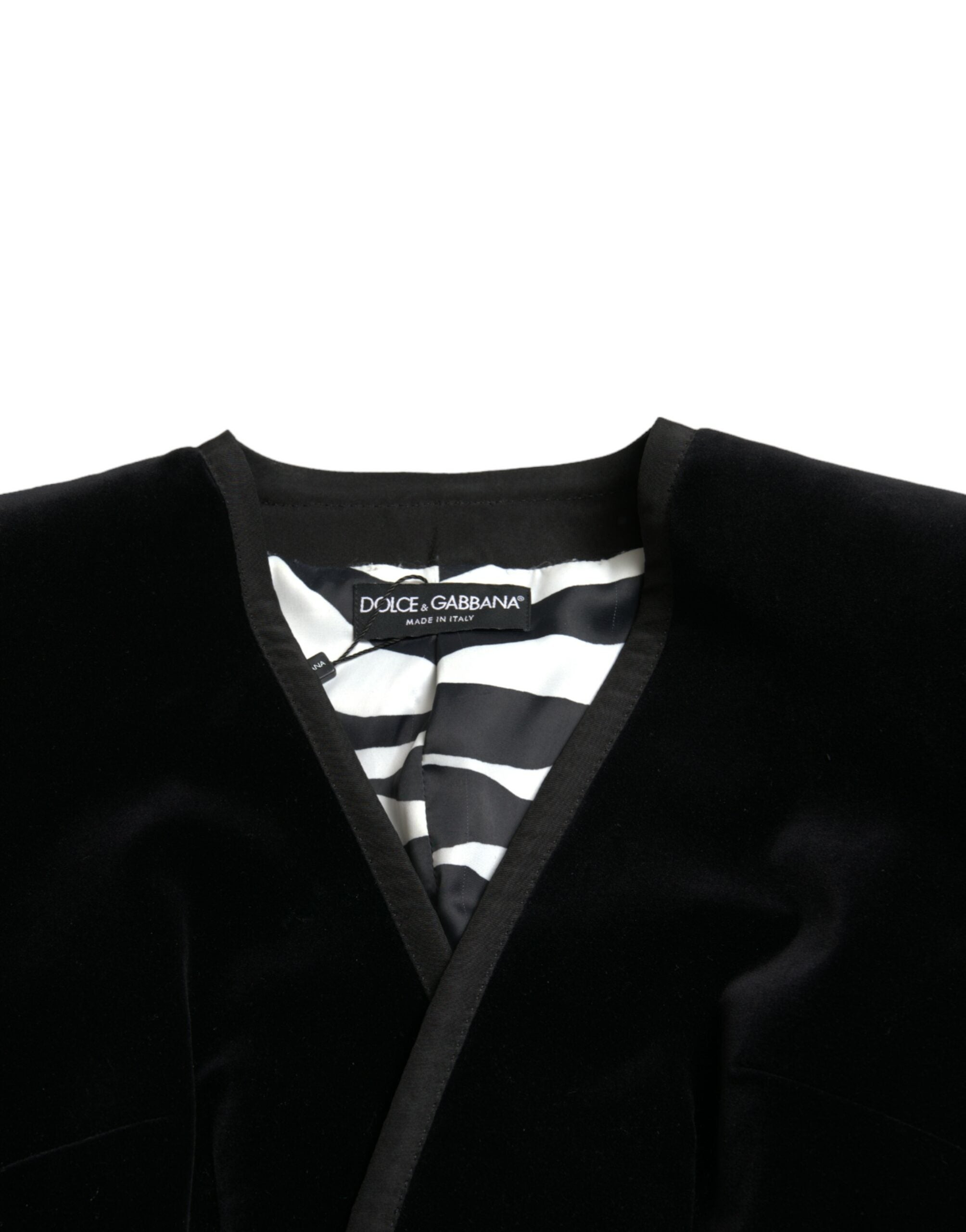Dolce & Gabbana Zweireihige Jacke aus schwarzem Baumwollsamt