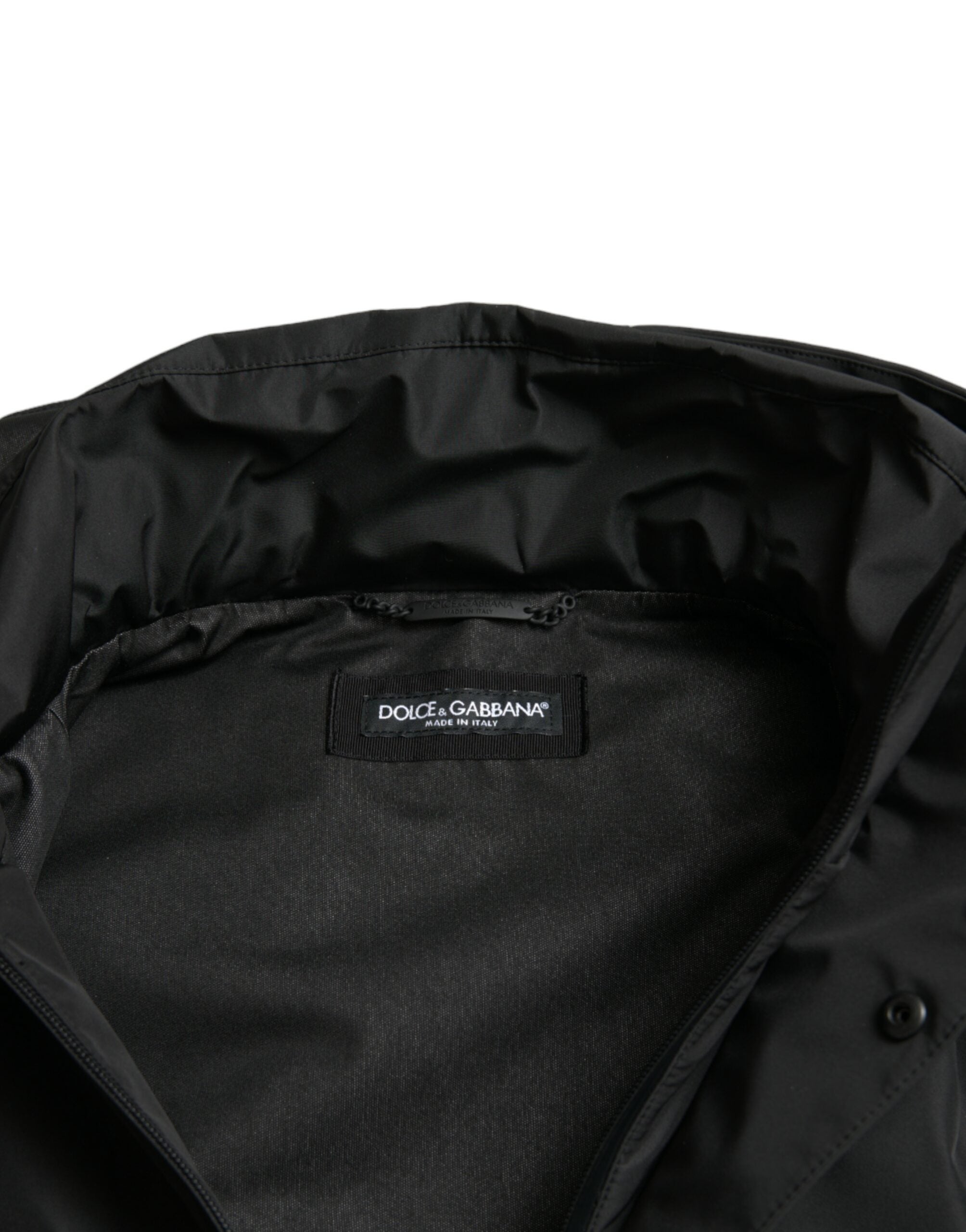 Dolce & Gabbana Schwarze Polyester-Logo-Plakette Kapuzenjacke