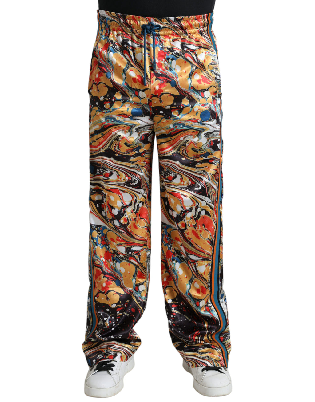 Dolce & Gabbana Multicolor Marmorierte Satin-Hose