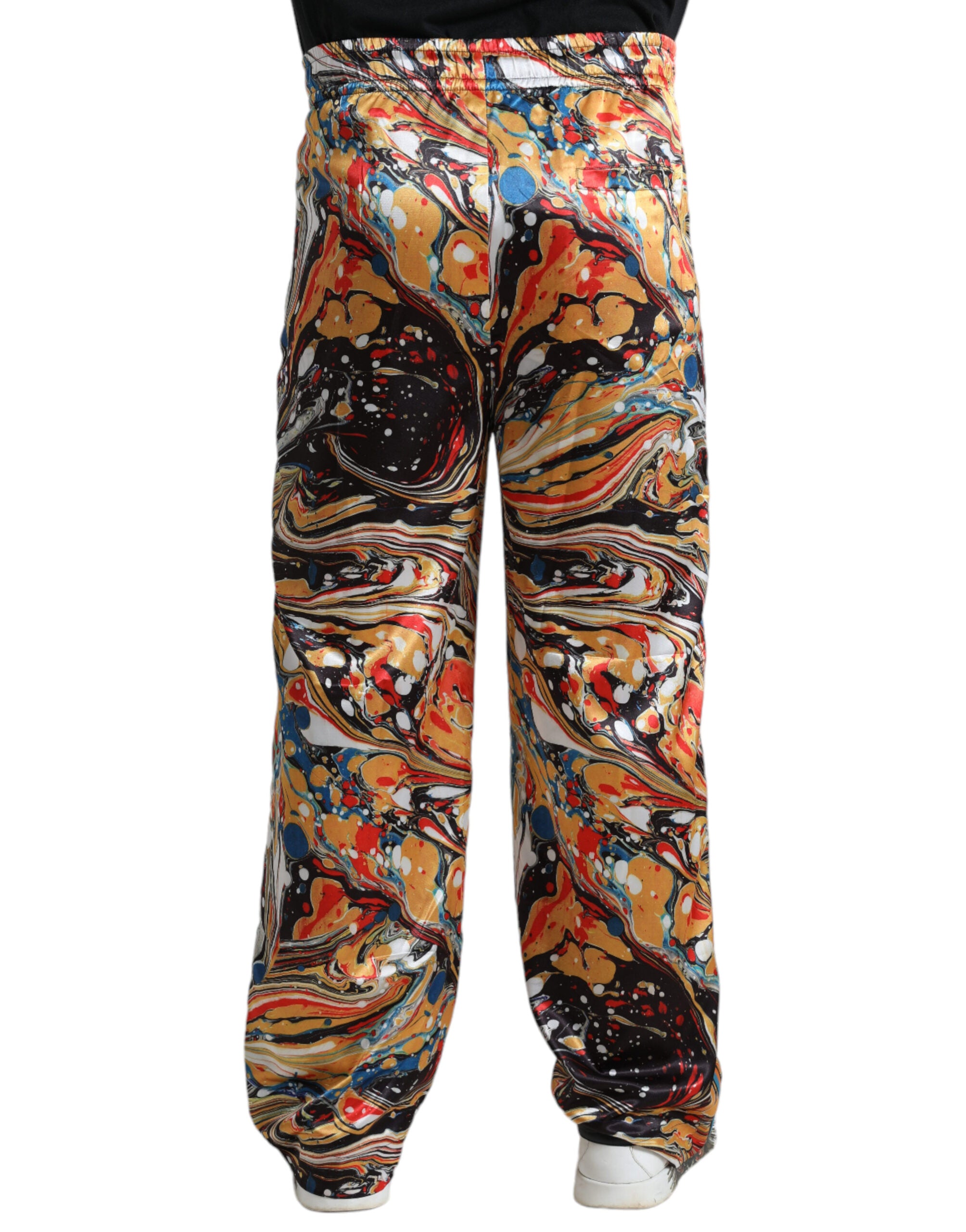 Dolce & Gabbana Multicolor Marmorierte Satin-Hose