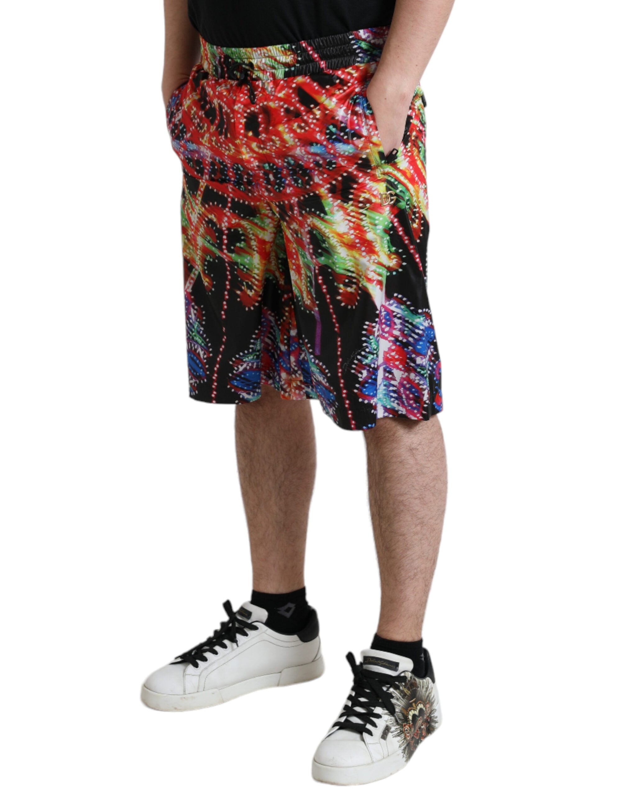 Dolce & Gabbana Multicolor Luminarie Druck Männer Bermuda Shorts