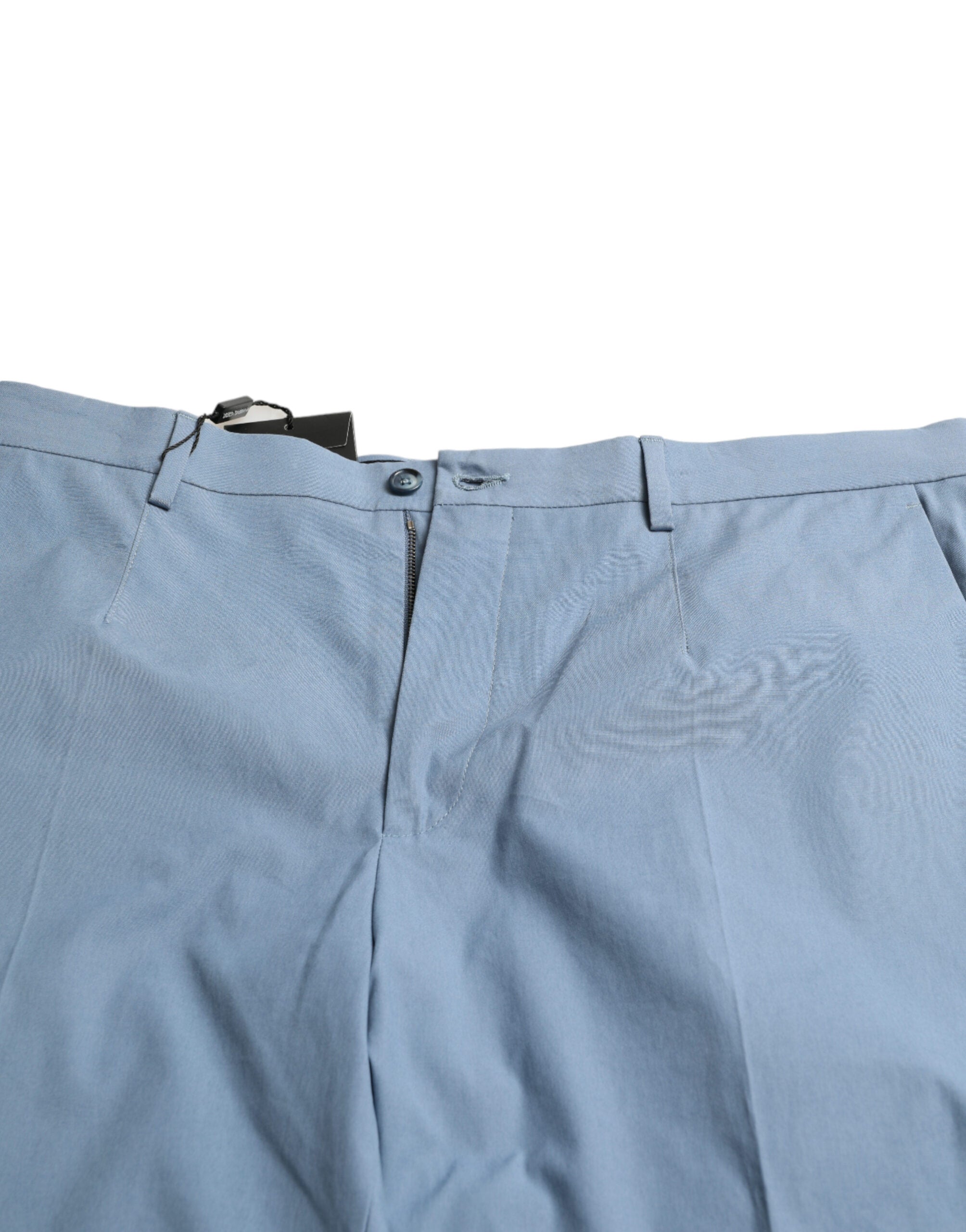 Dolce & Gabbana Himmelblaue Bermudashorts aus Baumwolle mit gefaltetem Saum für Männer
