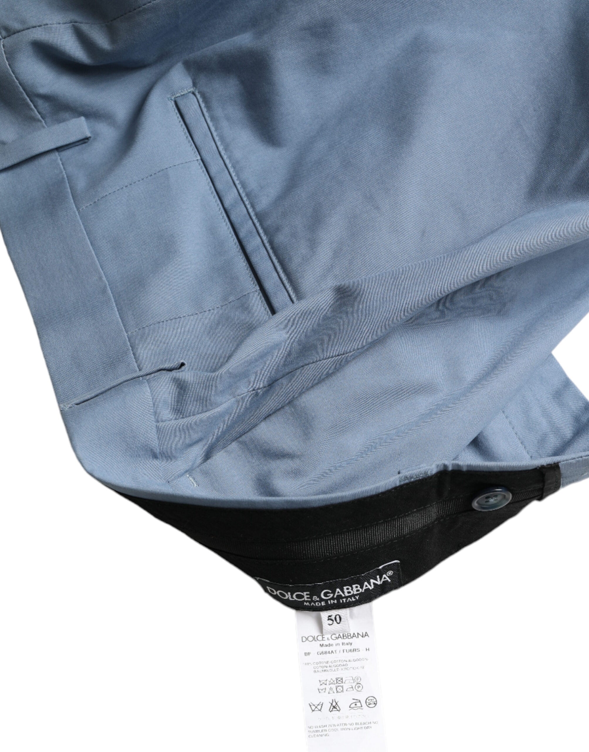 Dolce & Gabbana Himmelblaue Bermudashorts aus Baumwolle mit gefaltetem Saum für Männer