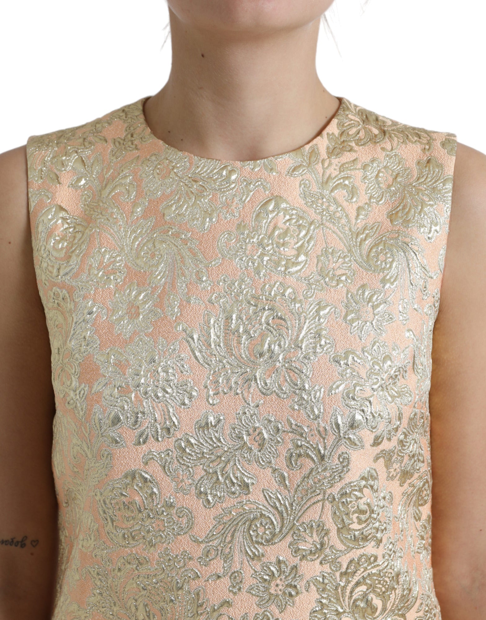 Dolce & Gabbana Metallisches Minikleid aus geblümtem Jacquard in A-Linie