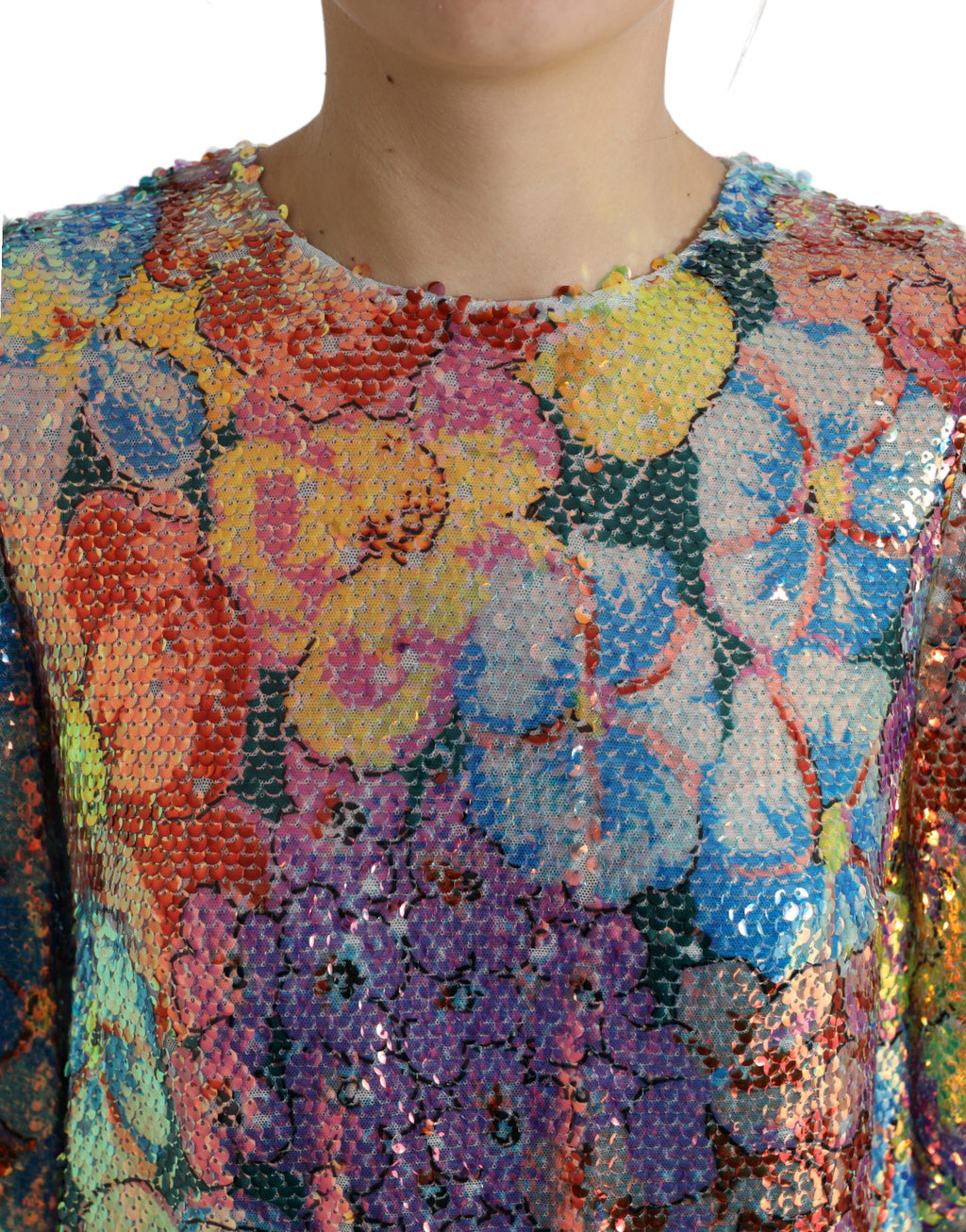 Dolce & Gabbana Multicolor Florales Pailletten-Minikleid