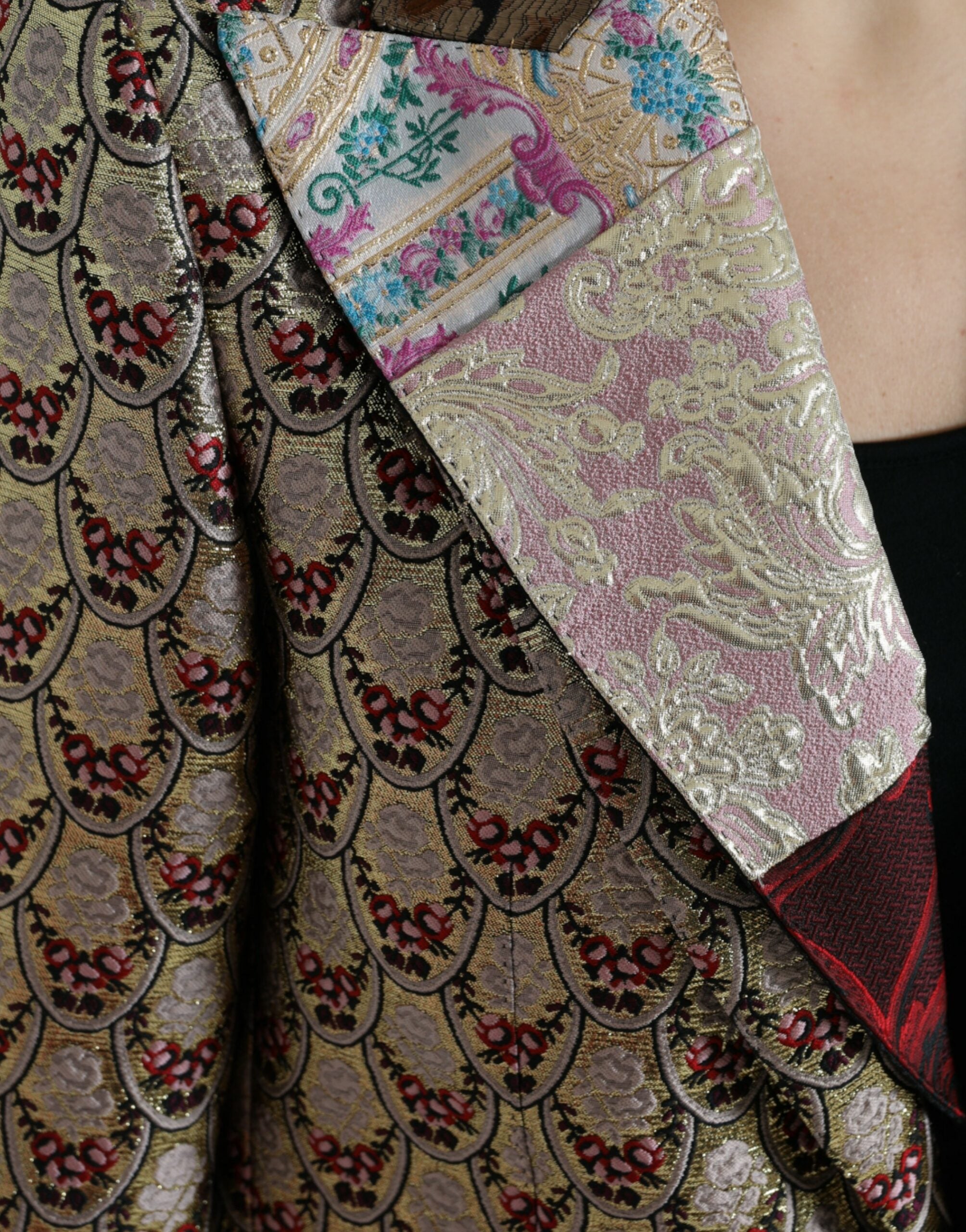 Dolce & Gabbana Multicolor Floral Patchwork Jacquard Jacke