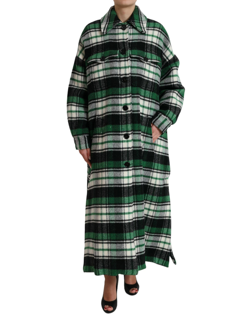 Dolce & Gabbana Grün karierter Langarm-Langarm-Mantel Jacke