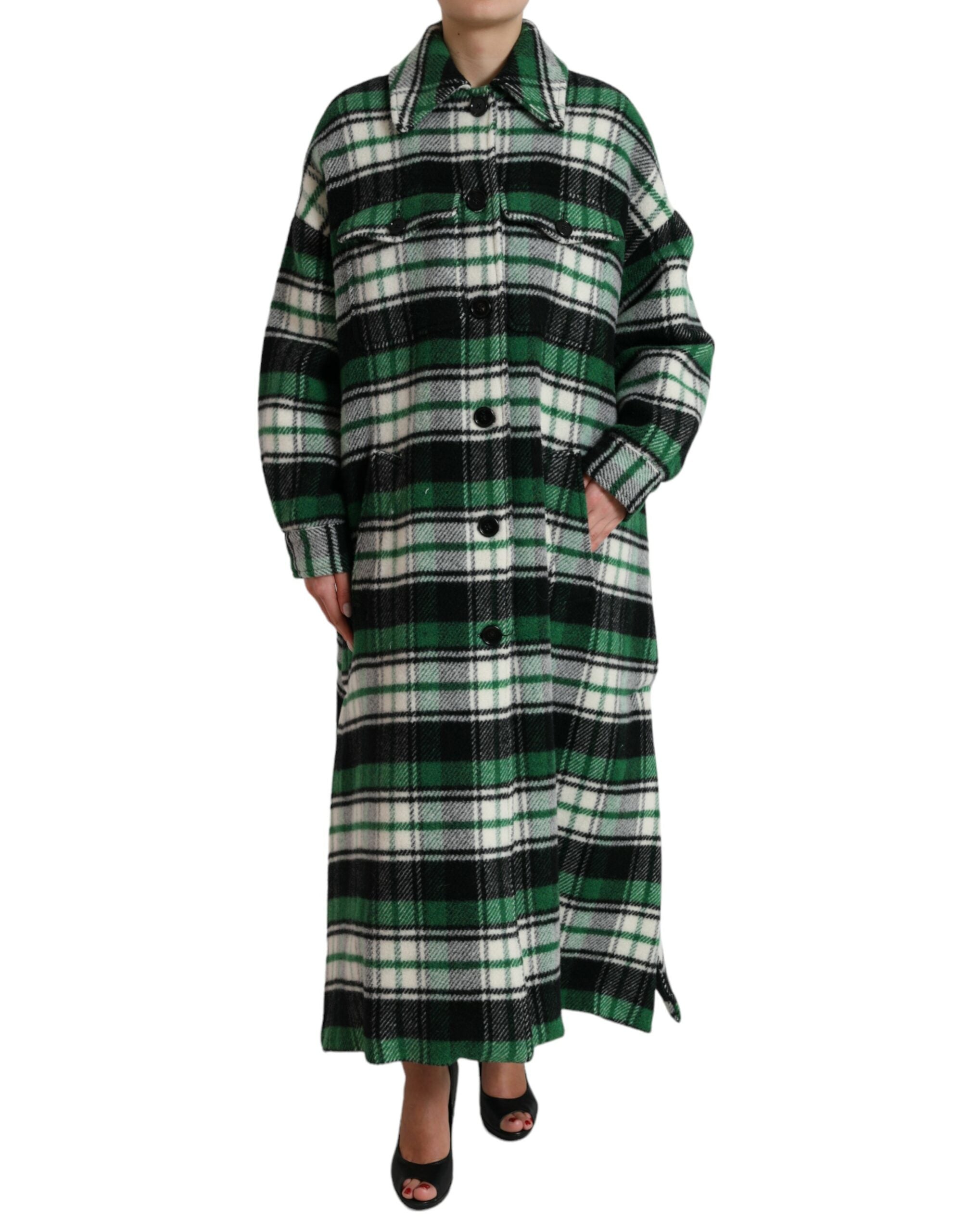 Dolce & Gabbana Grün karierter Langarm-Langarm-Mantel Jacke